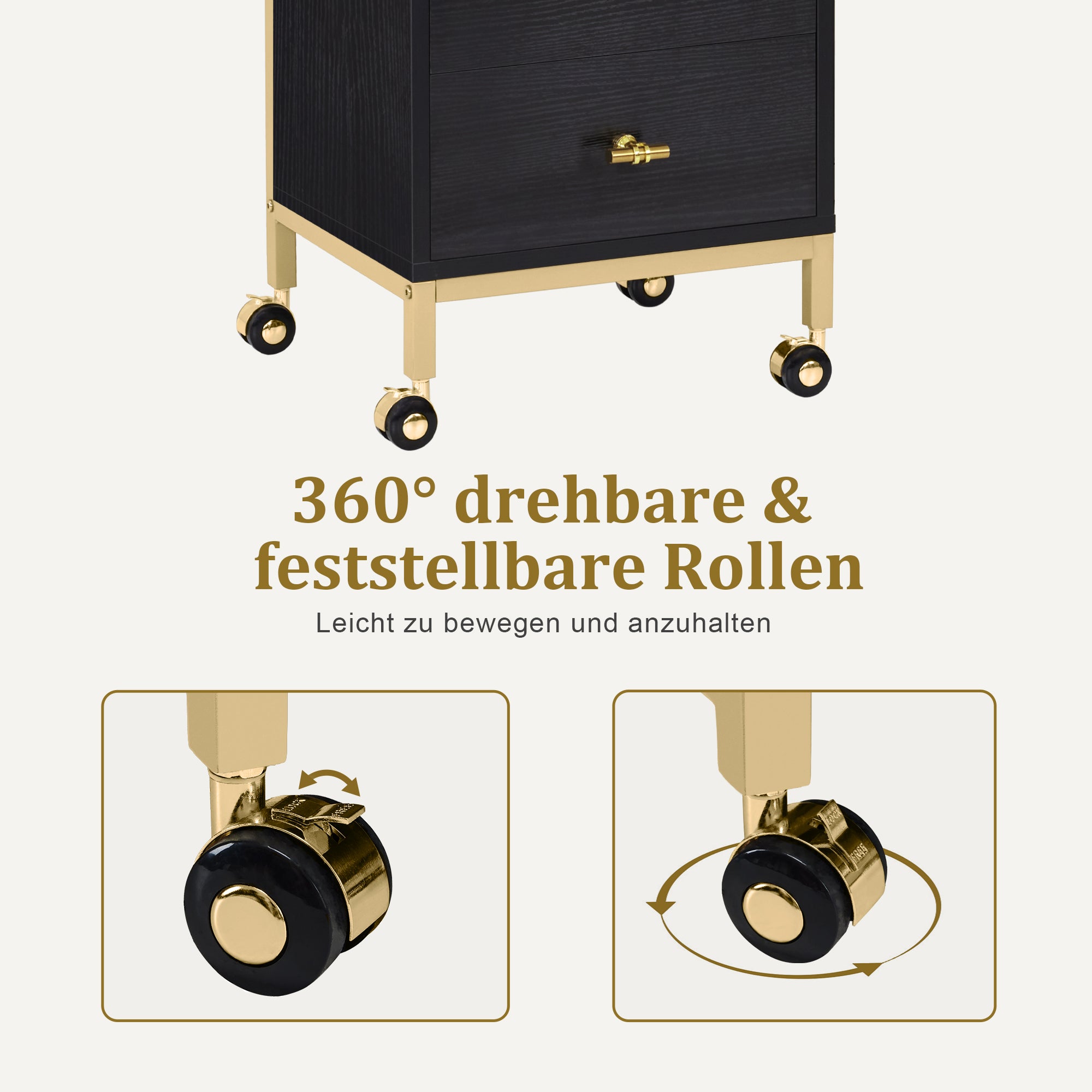 Chariot de coiffure BarberPub à roulettes et 2 tiroirs, chariot de service roulant, chariot de salon avec 2 étagères et support pour sèche-cheveux, chariot de travail moderne pour salle de bain et salon, 32 x 37 x 87 cm, 0029