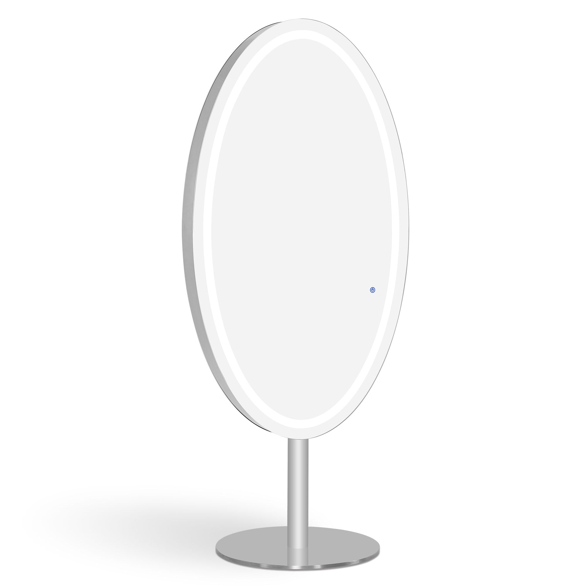 BarberPub Miroir de Sol Éclairé, Miroir Pleine Longueur en Acier Inoxydable, Grand Double Miroir sur Socle, Interrupteur Tactile, 3 Couleurs de Lumière Dimmables, pour Salon de Coiffure, 60x60x192 cm, J8363 (Argent)