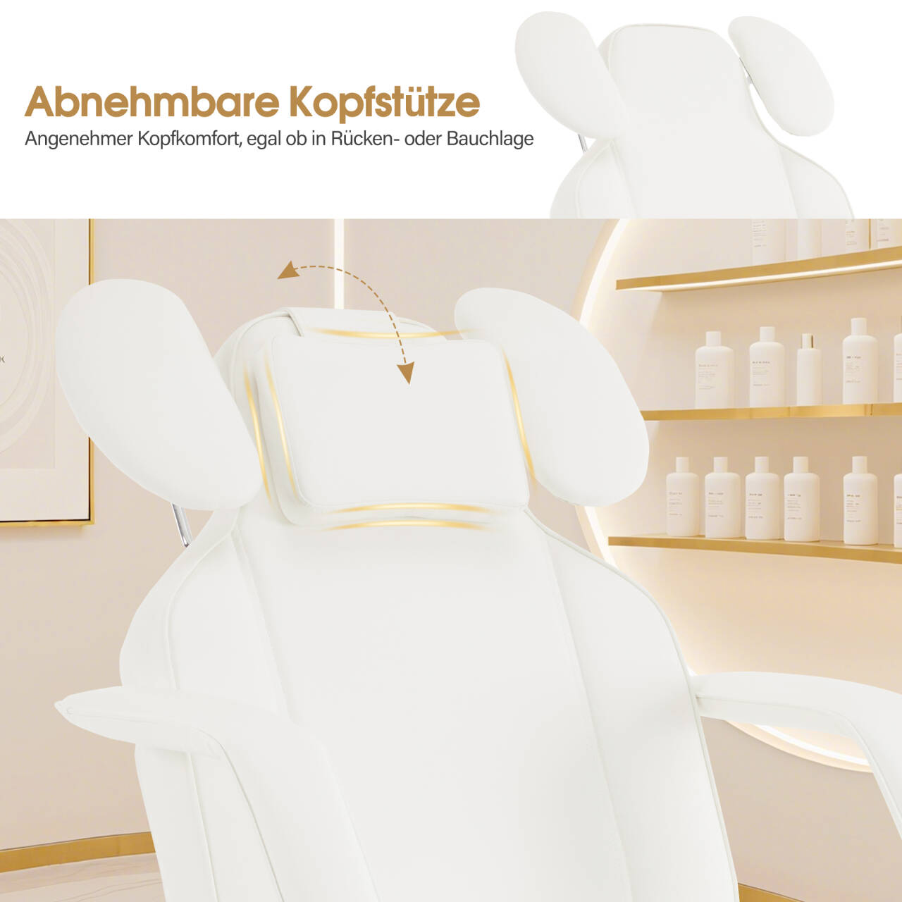 Table de soins esthétiques pliable Barberpub, table de massage 80 cm de large, table de soins des cils, table de tatouage pour salon de spa, repose-mains réglable pour esthéticiennes 185 x 80 x 90 cm 0726 (Blanc/PU)