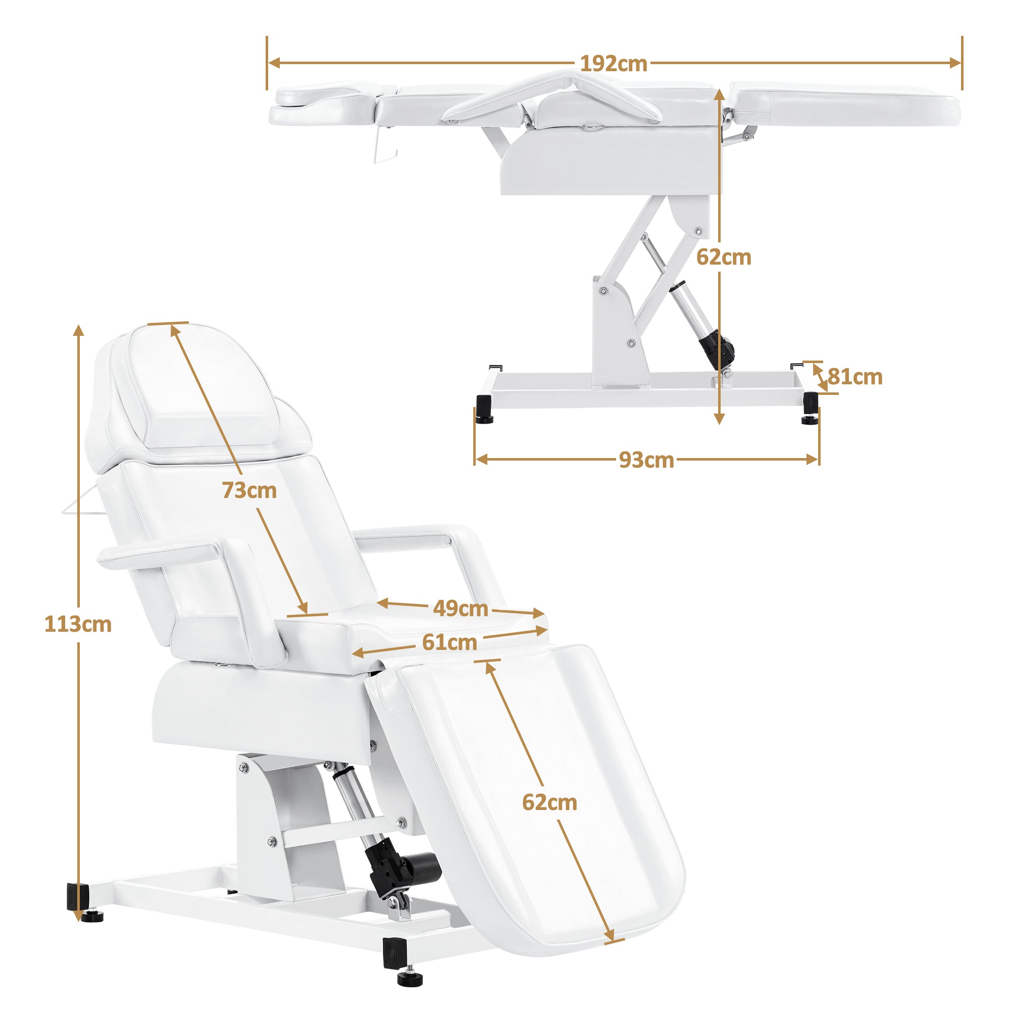 Table de massage électrique pour salon de coiffure, pliable et réglable en hauteur, avec 3 moteurs, pour salon de beauté 0751