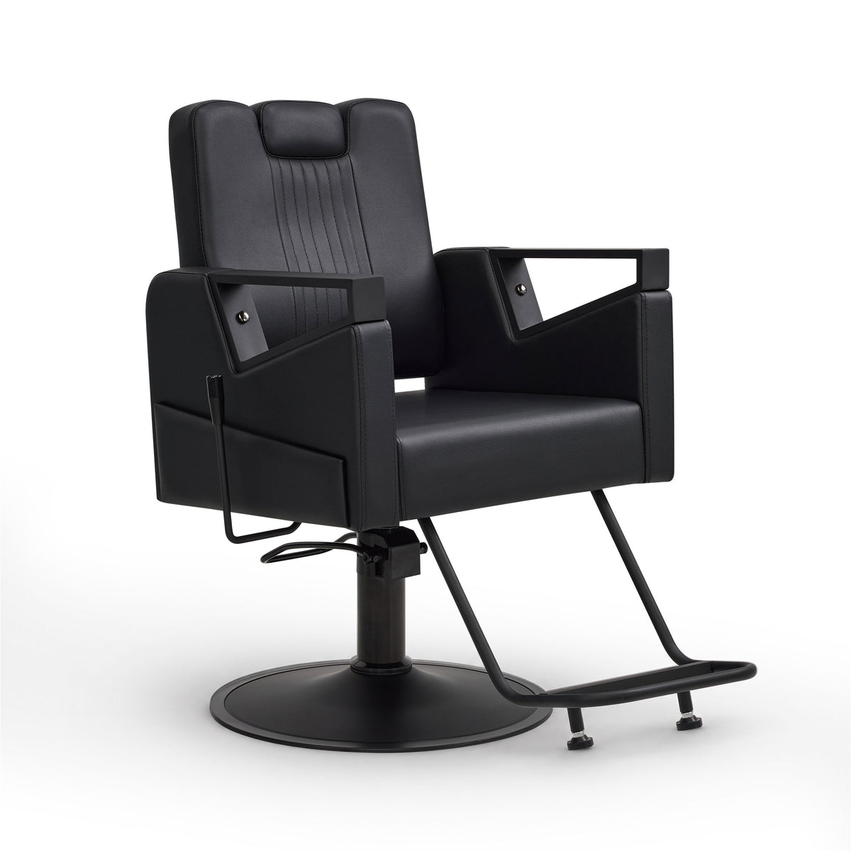 BarberPub Friseurstuhl mit Kopfstütze Kippbar, Friseureinrichtung mit Hydraulikpumpe 360° Drehbar, Bedienungsstuhl Höhenverstellbar, Barber Stuhl Friseurstühle Kunstleder, 2044 (Schwarz)