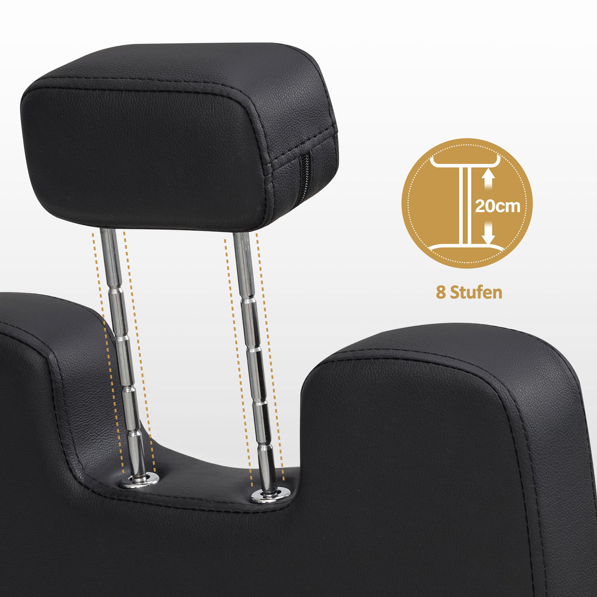 BarberPub Friseurstuhl mit Kopfstütze Kippbar, Friseureinrichtung mit Hydraulikpumpe 360° Drehbar, Bedienungsstuhl Höhenverstellbar, Barber Stuhl Friseurstühle Kunstleder, 2044 (Schwarz)
