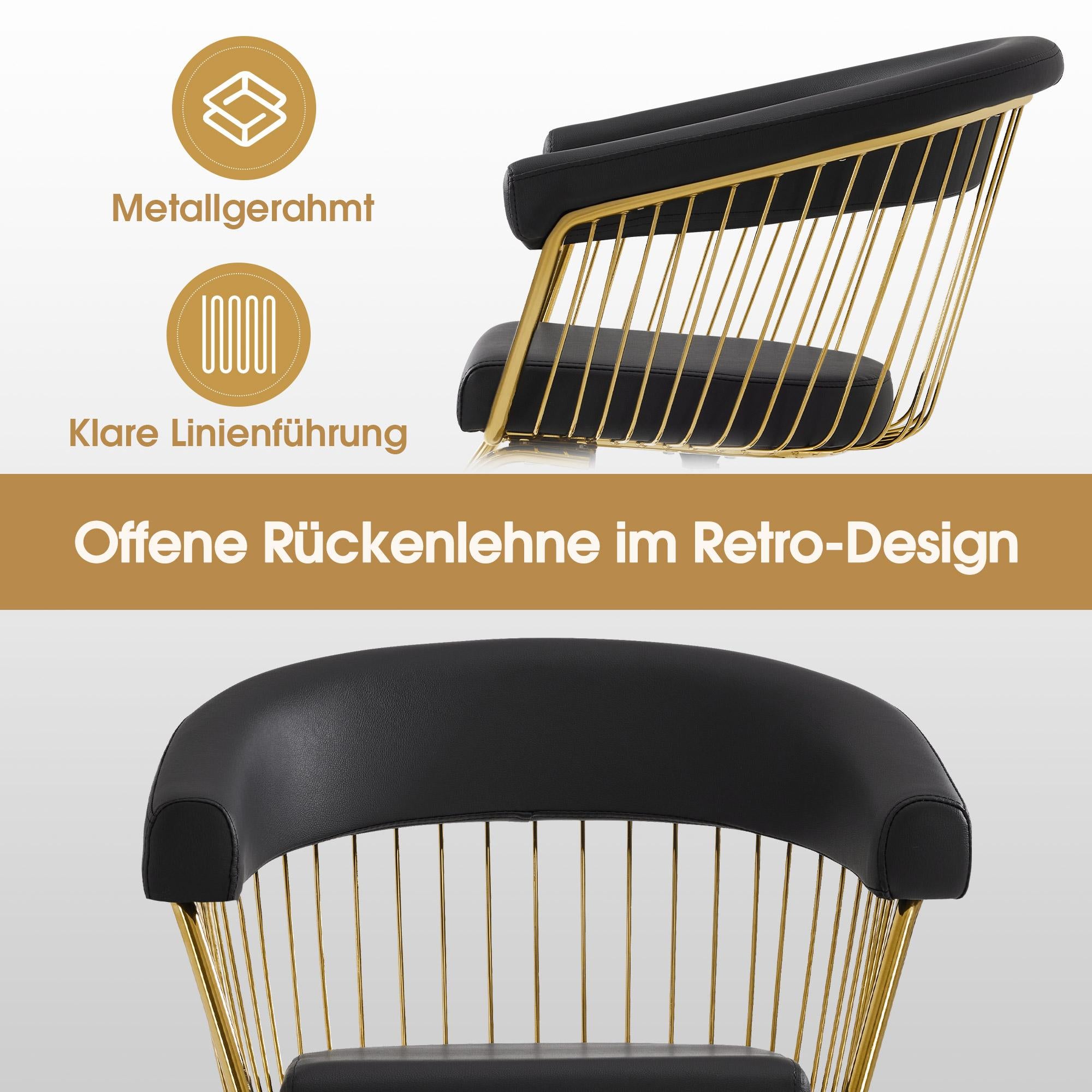 Fauteuil de barbier BarberPub, réglable en hauteur (13 cm) et pivotant à 360°, fauteuil de barbier hydraulique, équipement de barbier, fauteuil de barbier en similicuir, fauteuil de salon, or et noir, 2053