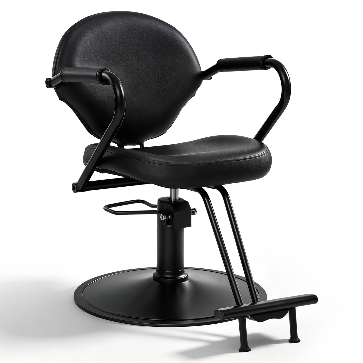 BarberPub Friseurstuhl, Friseursessel, Friseureinrichtung mit Hydraulikpumpe 360° Drehbar, Bedienungsstuhl Höhenverstellbar, Barber Stuhl Friseurstühle Kunstleder, 2079 (Schwarz)
