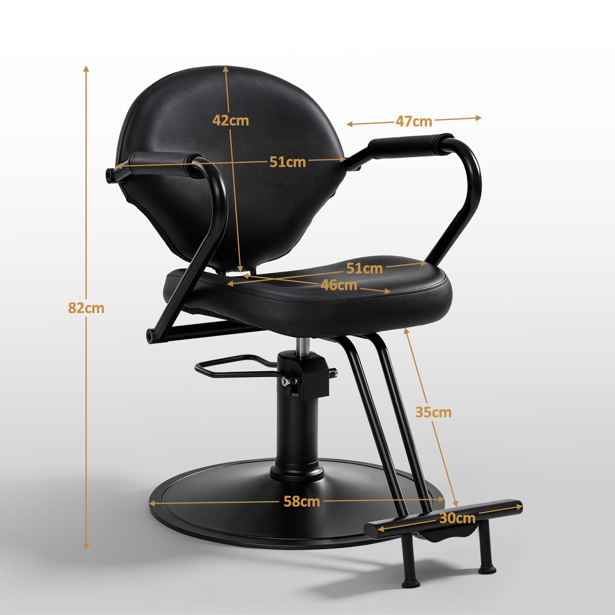 BarberPub Friseurstuhl, Friseursessel, Friseureinrichtung mit Hydraulikpumpe 360° Drehbar, Bedienungsstuhl Höhenverstellbar, Barber Stuhl Friseurstühle Kunstleder, 2079 (Schwarz)