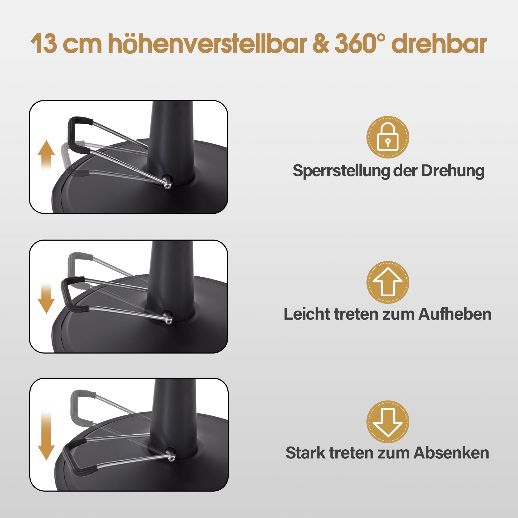 BarberPub Friseurstuhl mit Kopfstütze Kippbar, Friseureinrichtung mit Hydraulikpumpe 360° Drehbar, Bedienungsstuhl Höhenverstellbar, Barber Stuhl Friseurstühle Kunstleder, 2625 (Schwarz)