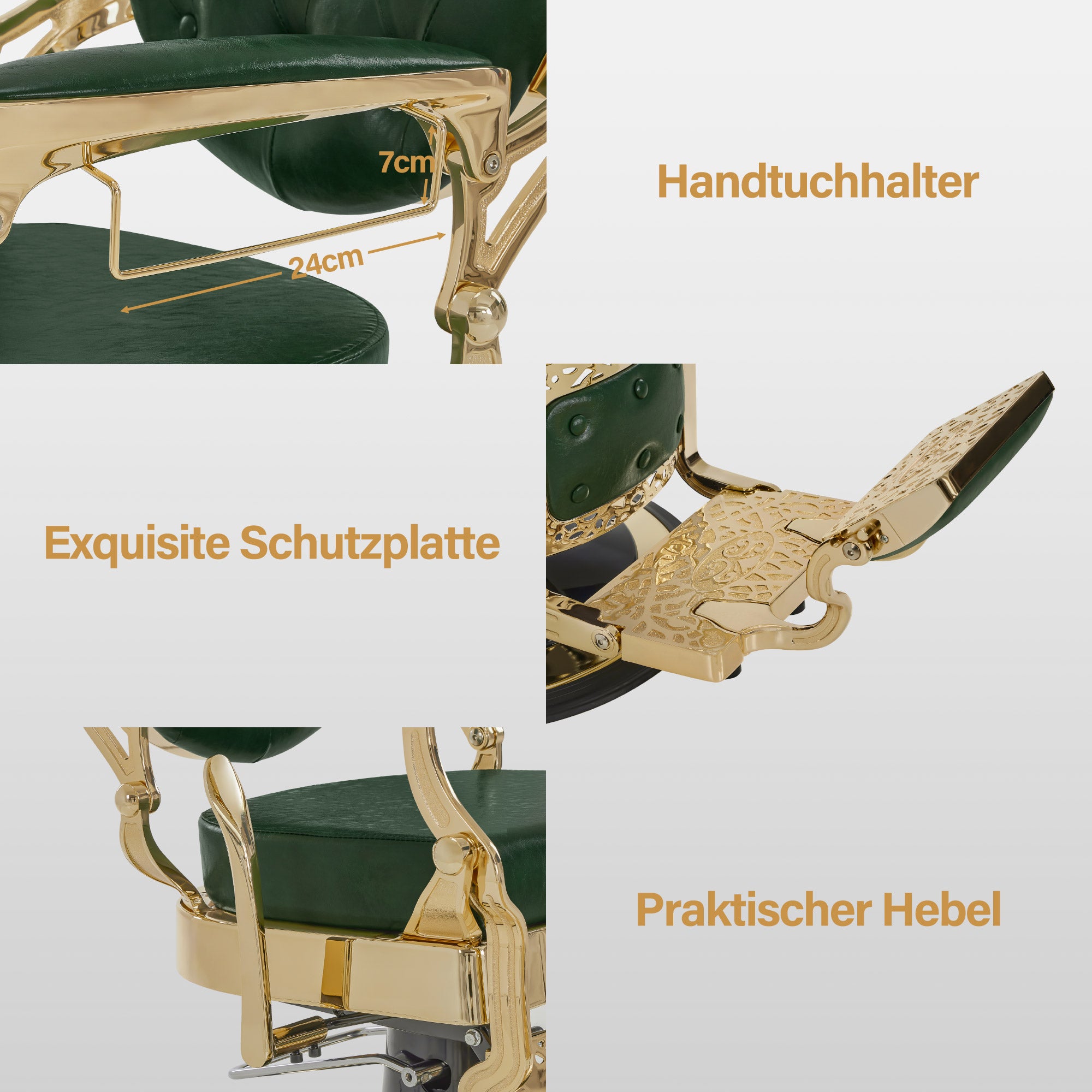 Fauteuil de barbier BarberPub avec appui-tête inclinable, équipement de coiffure avec pompe hydraulique rotative à 360°, chaise de coiffure réglable en hauteur de style vintage, chaise de barbier en cuir synthétique, 2933-F