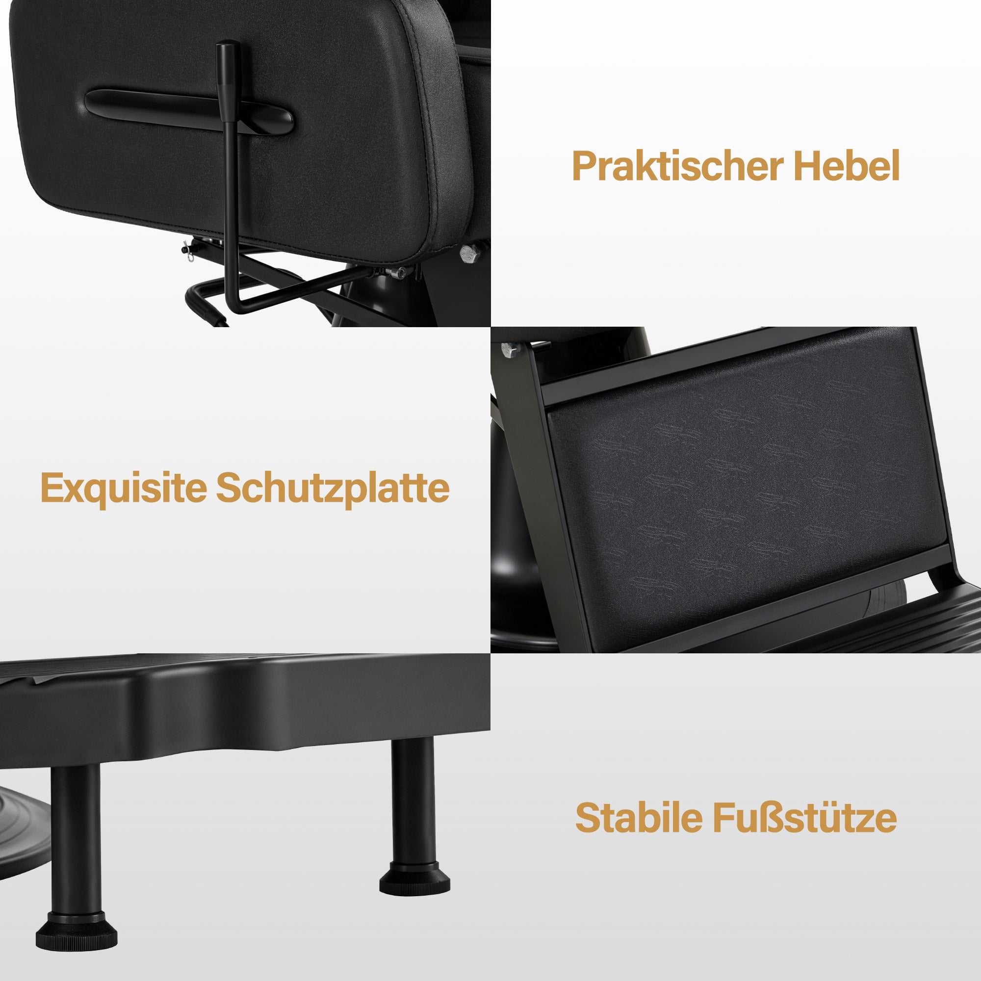 BarberPub Friseurstuhl mit Kopfstütze Kippbar, Friseureinrichtung mit Hydraulikpumpe 360° Drehbar, Bedienungsstuhl Höhenverstellbar, Barber Stuhl Friseurstühle Kunstleder, 3856 (Schwarz)