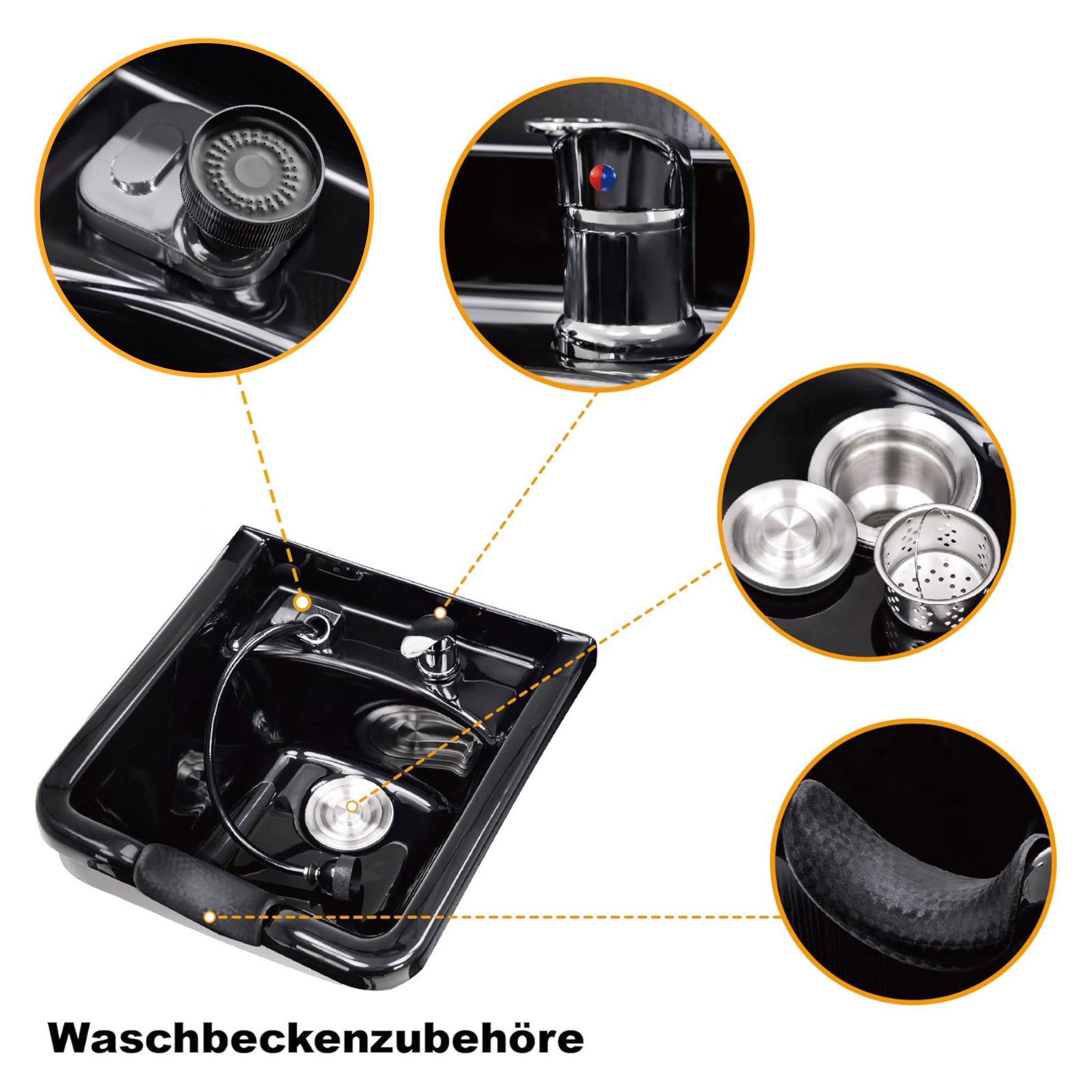 BarberPub Professional reverse wash system without chair hairdressing wash station vanity unit with reverse wash basin salon equipment 7134 (Black)