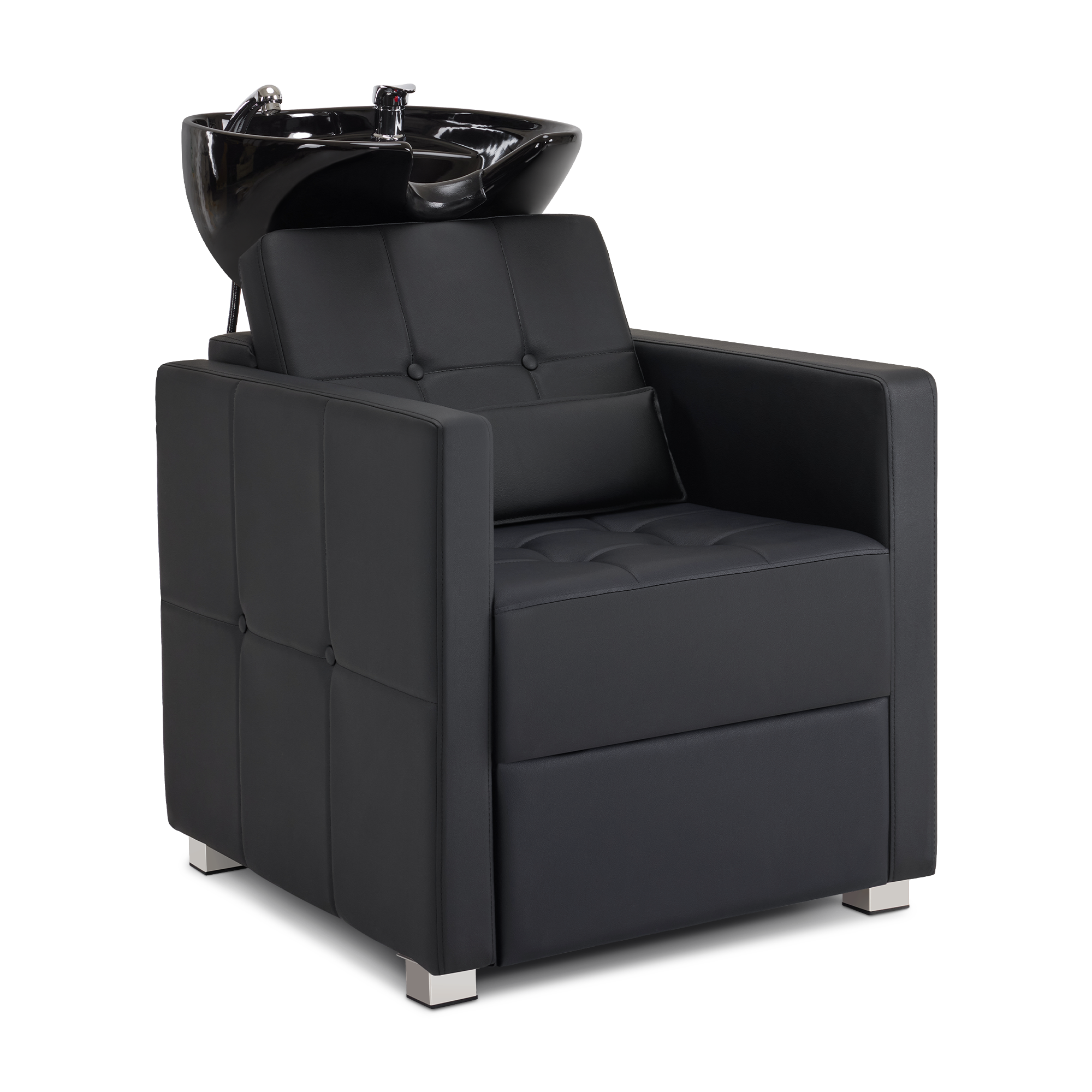 Barberpub Friseurstuhl mit Waschbecken, Friseurwaschbecken aus Keramik Verstellbar, Rückwärtswaschsessel Friseurwaschsessel für SPA Salon, Friseur Waschplatz 8010
