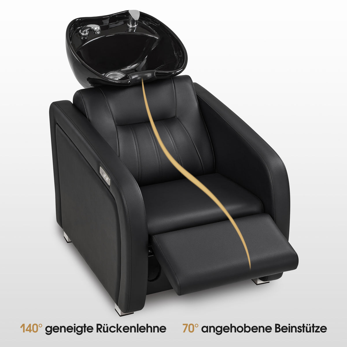 Barberpub Elektrische kappersstoel met wasbak, elektrische beensteun, verstelbare keramische wasbak, wasunit voor kapsalon en spa, kapperswasplaats 8682