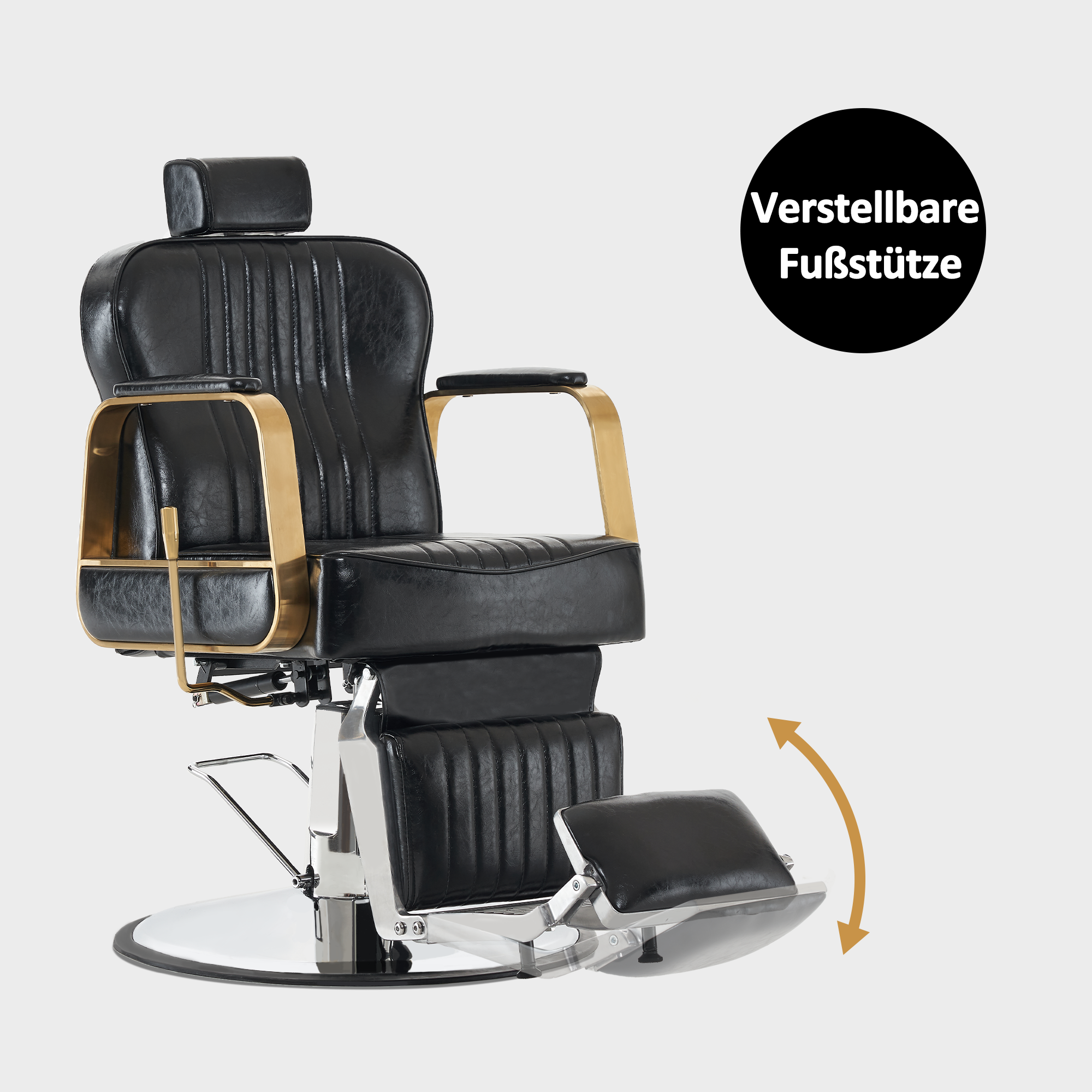 Fauteuil de coiffure inclinable et réglable en hauteur, pivotant à 360°, avec appui-tête, style rétro, pompe hydraulique, similicuir, 9238 (noir)