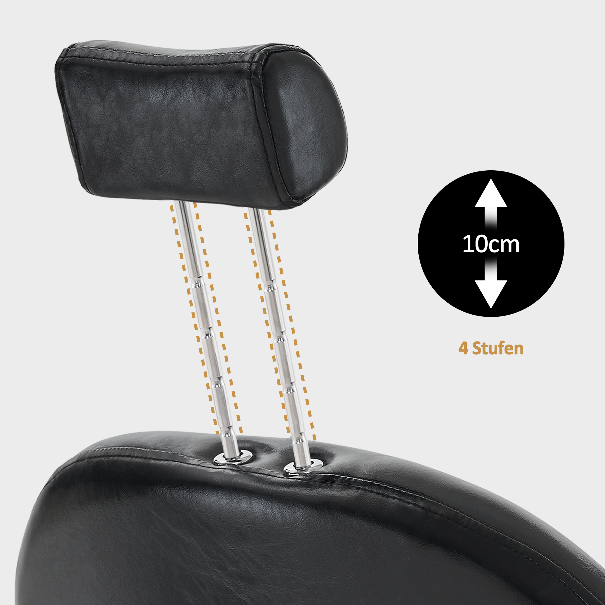 Barberpub Hairdressing Chair with Headrest, Height-Adjustable & 360° Rotatable Hairdressing Chair, Tiltable Hairdressing Equipment, Hydraulic Leatherette Operating Chair, 9578 (Gold-Black)