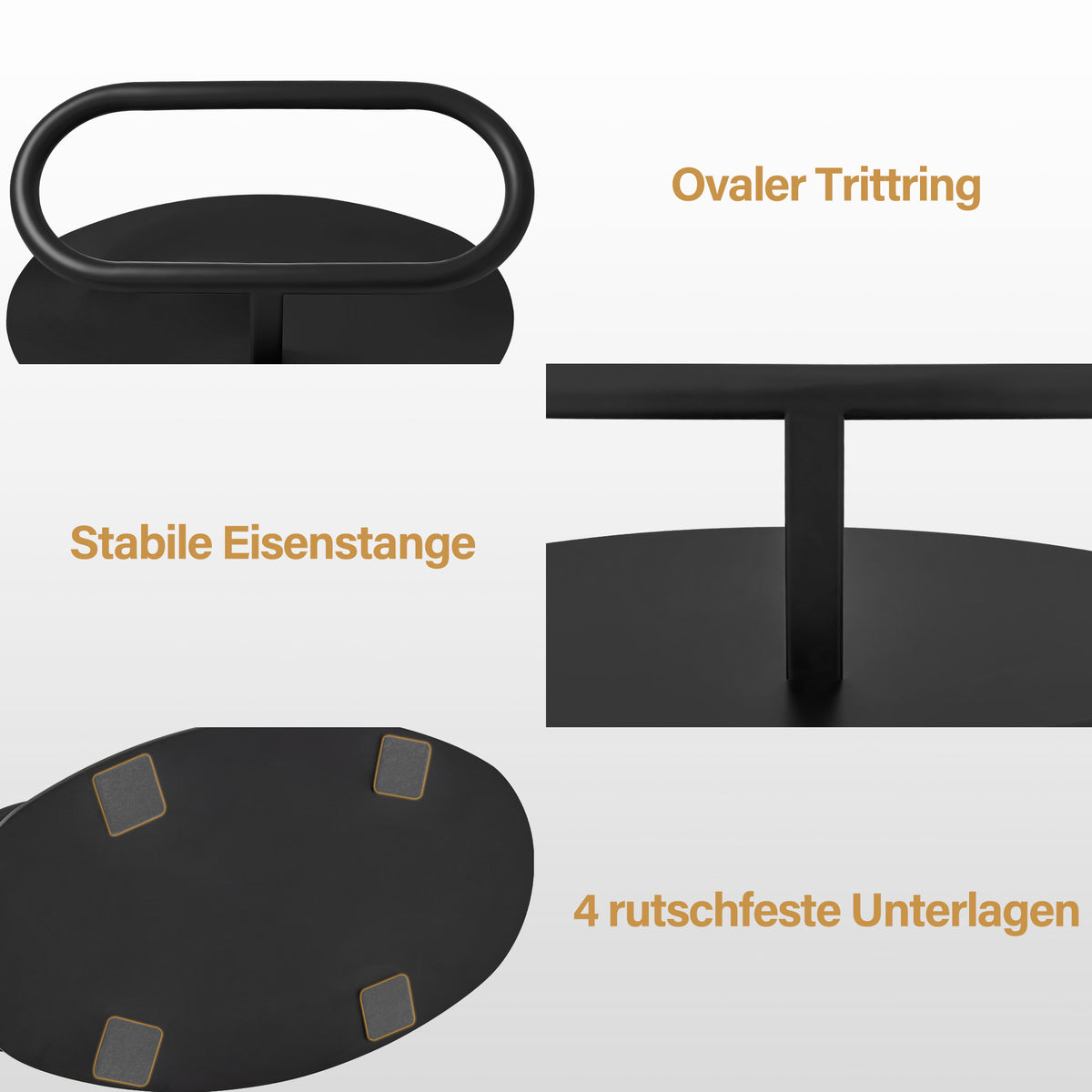 BarberPub Friseur Fußstütze aus Metall, Professionelle Mobile Fußablage, Footrest für Friseursalons, Fuß Pedal Friseurstuhl Salonausstattung, FT002 (Schwarz)