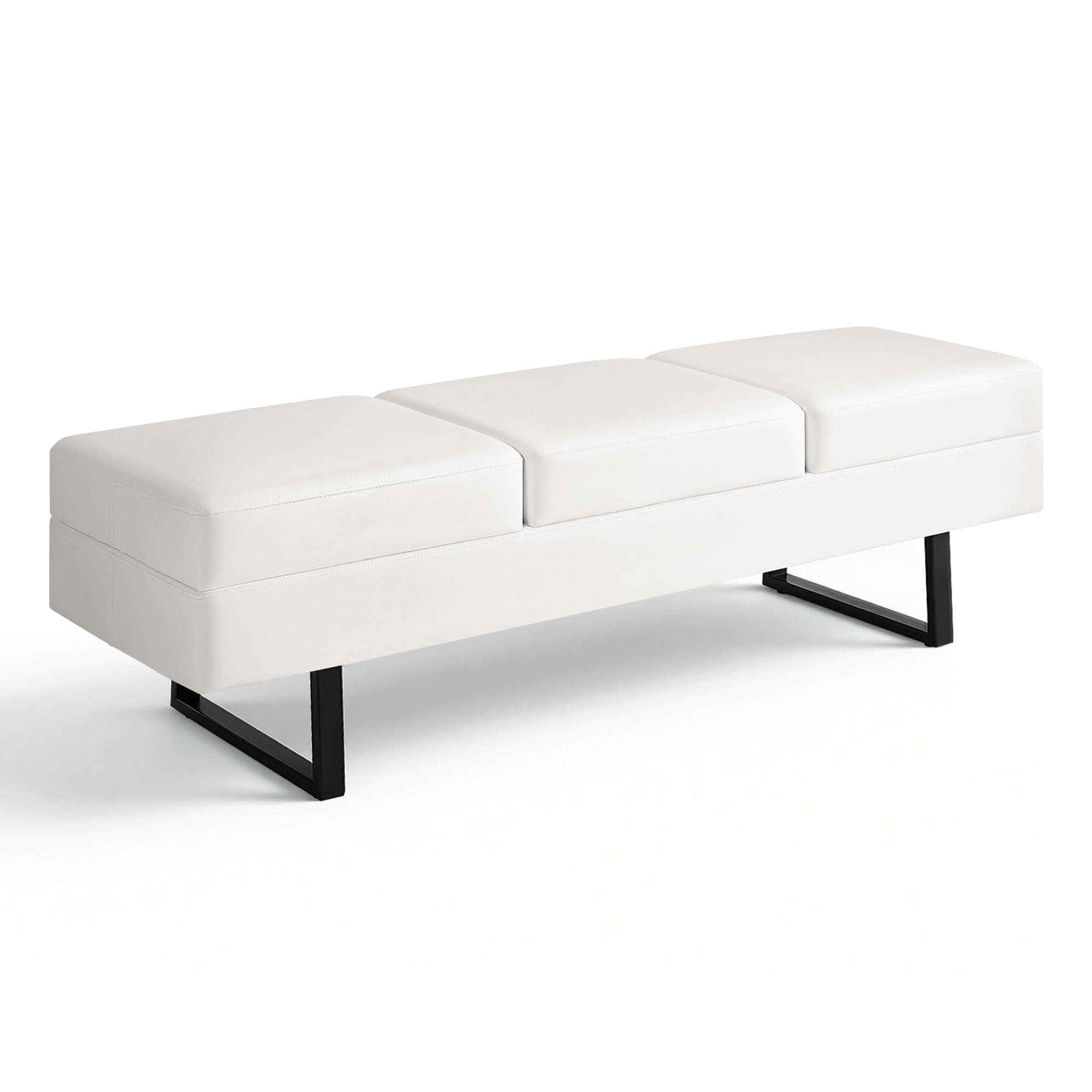 BarberPub 3-Sitzer Sitzbank für Friseursalon, Breite 153 cm, Wartebank Friseur, Polsterbank Schlafzimmer, Bettbank für Wohnzimmer, Schuhbank Flurbank, W513 (Kunstleder)