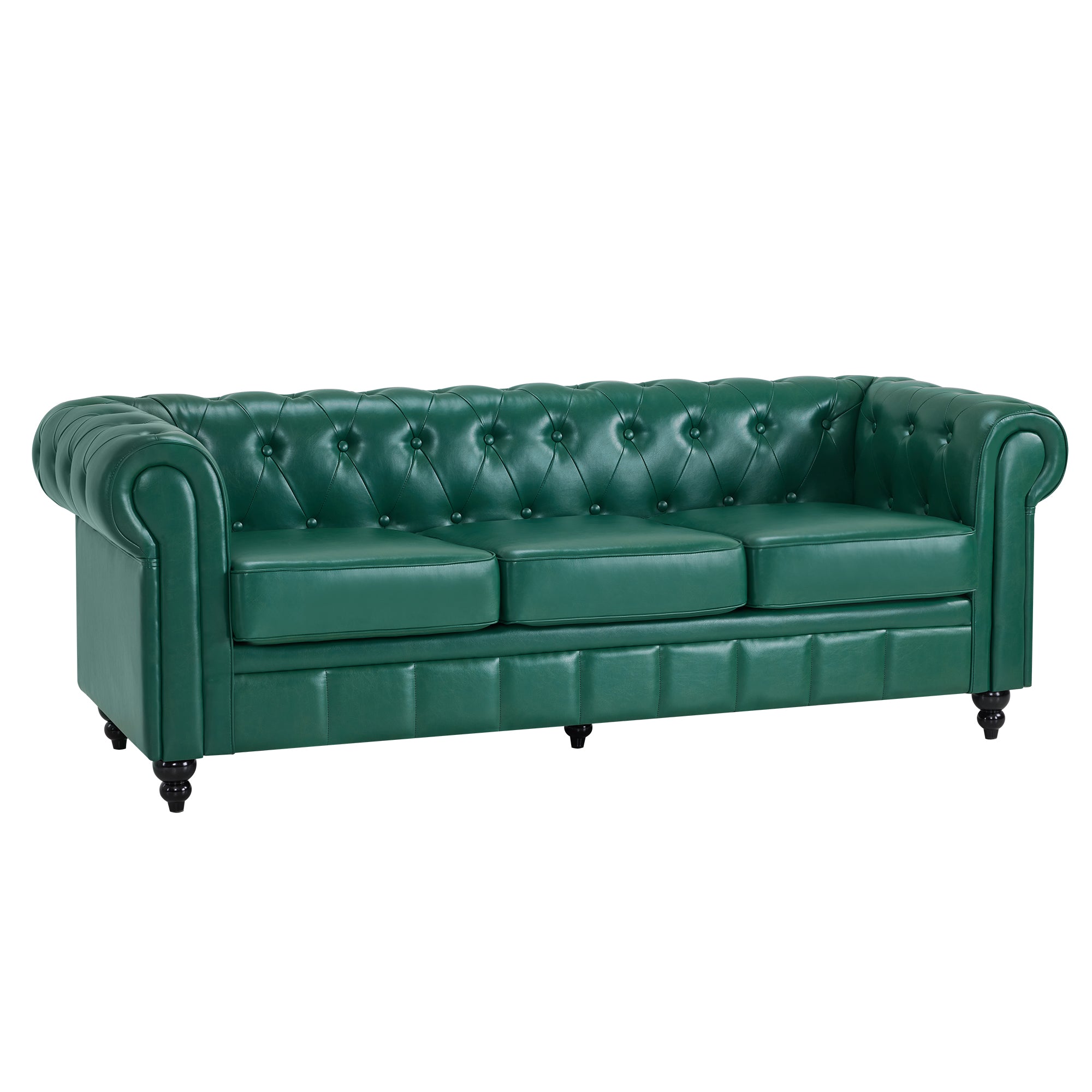 BarberPub Canapé Chesterfield 3 Places 208 cm, Banquette d'attente Vintage pour Salon de Coiffure, Banc avec Dossier et Accoudoirs Canapé 3 Places, Mobilier de Salon de Coiffure Classique W536