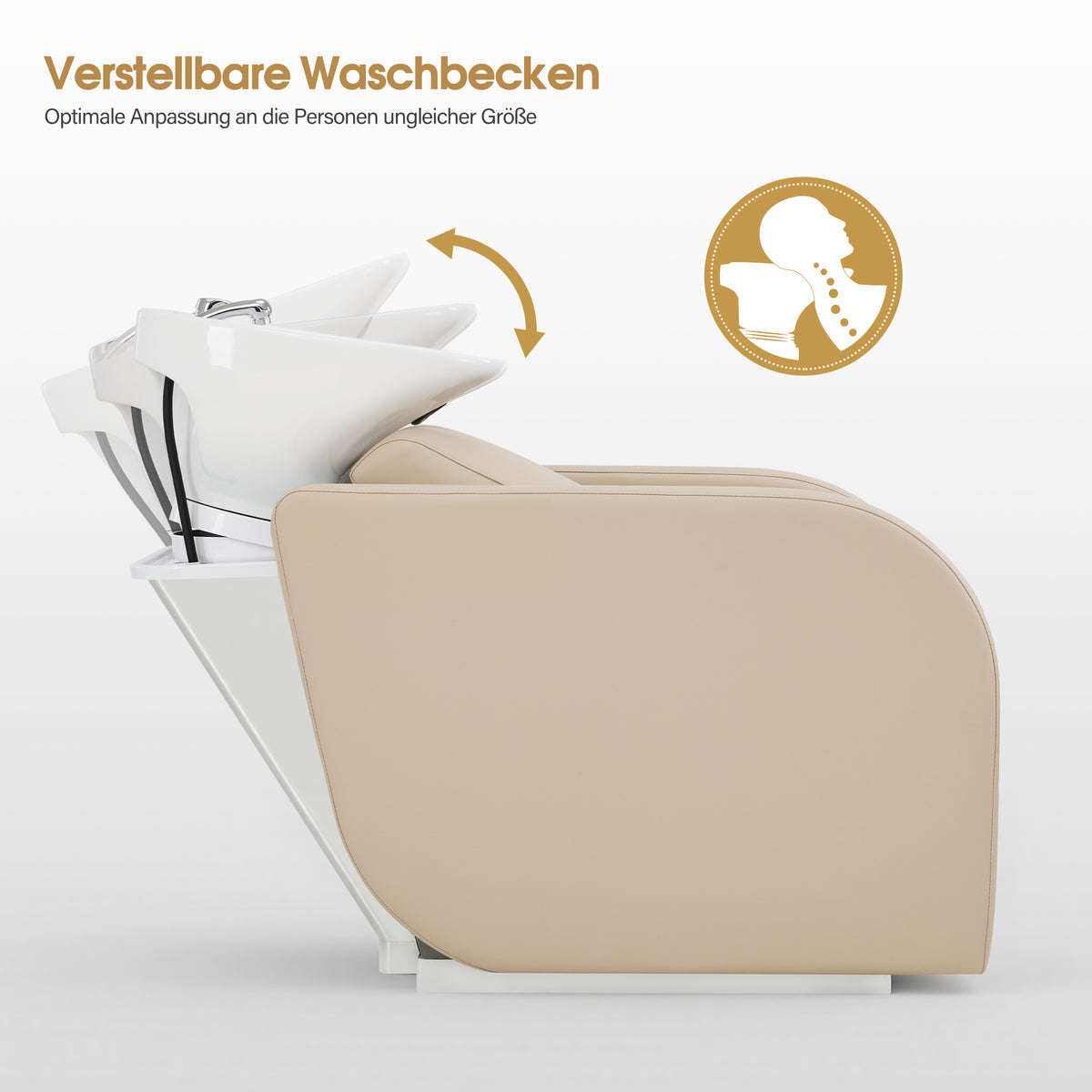 BarberPub Elektrische Friseurstuhl mit Waschbecken & Knetmassage, Elektrische Beinstütze, Friseurwaschbecken aus Keramik Verstellbar, Friseurwaschsessel für SPA Salon W8623