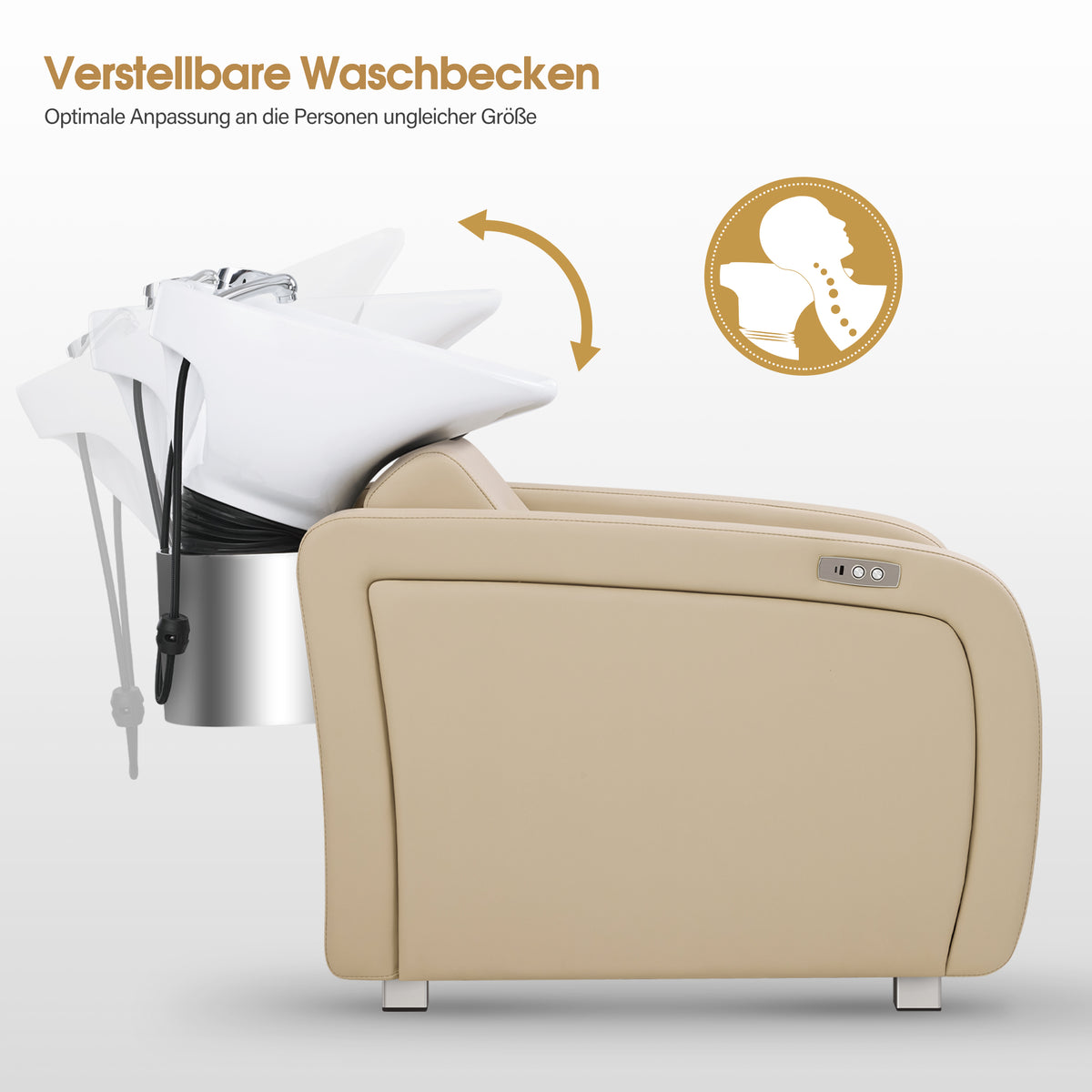 Barberpub Elektrische kappersstoel met wasbak, elektrische beensteun, verstelbare keramische wasbak, wasunit voor kapsalon en spa, kapperswasplaats 8682
