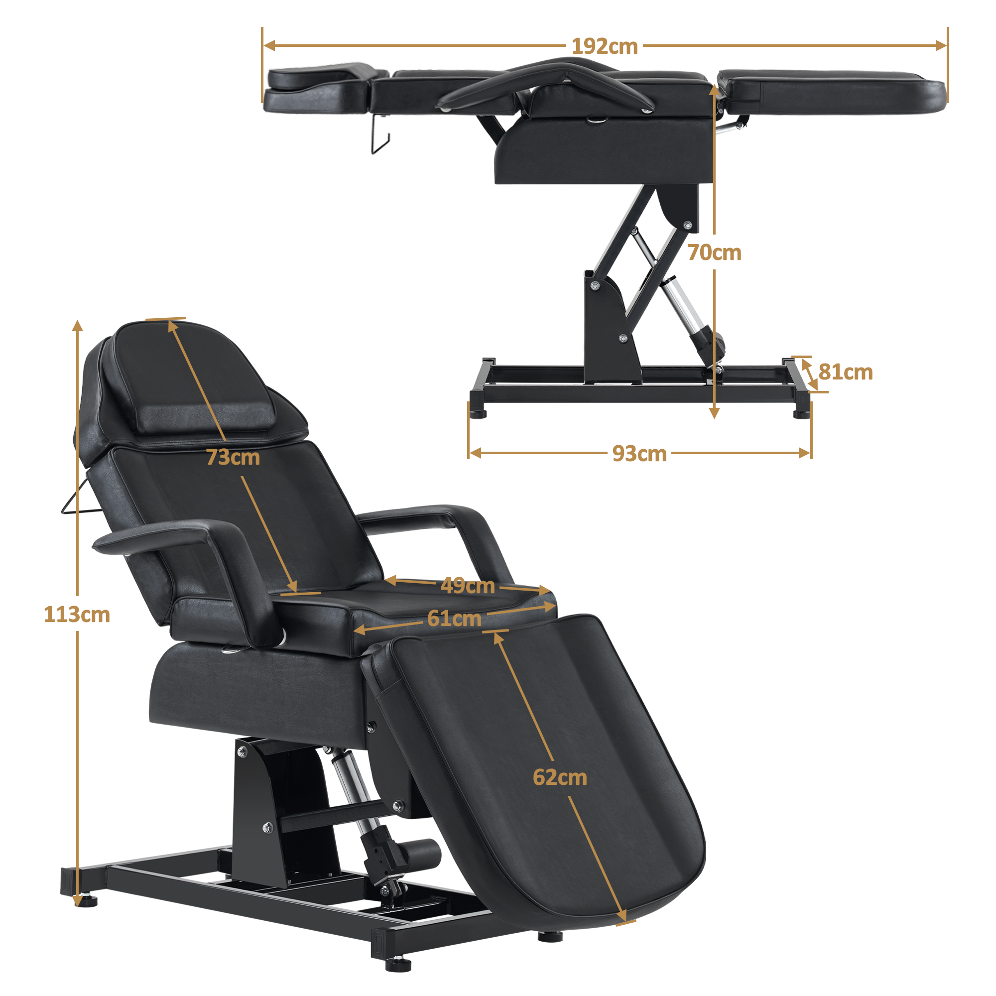 Table de massage électrique pour salon de coiffure, pliable et réglable en hauteur, avec 3 moteurs, pour salon de beauté 0751