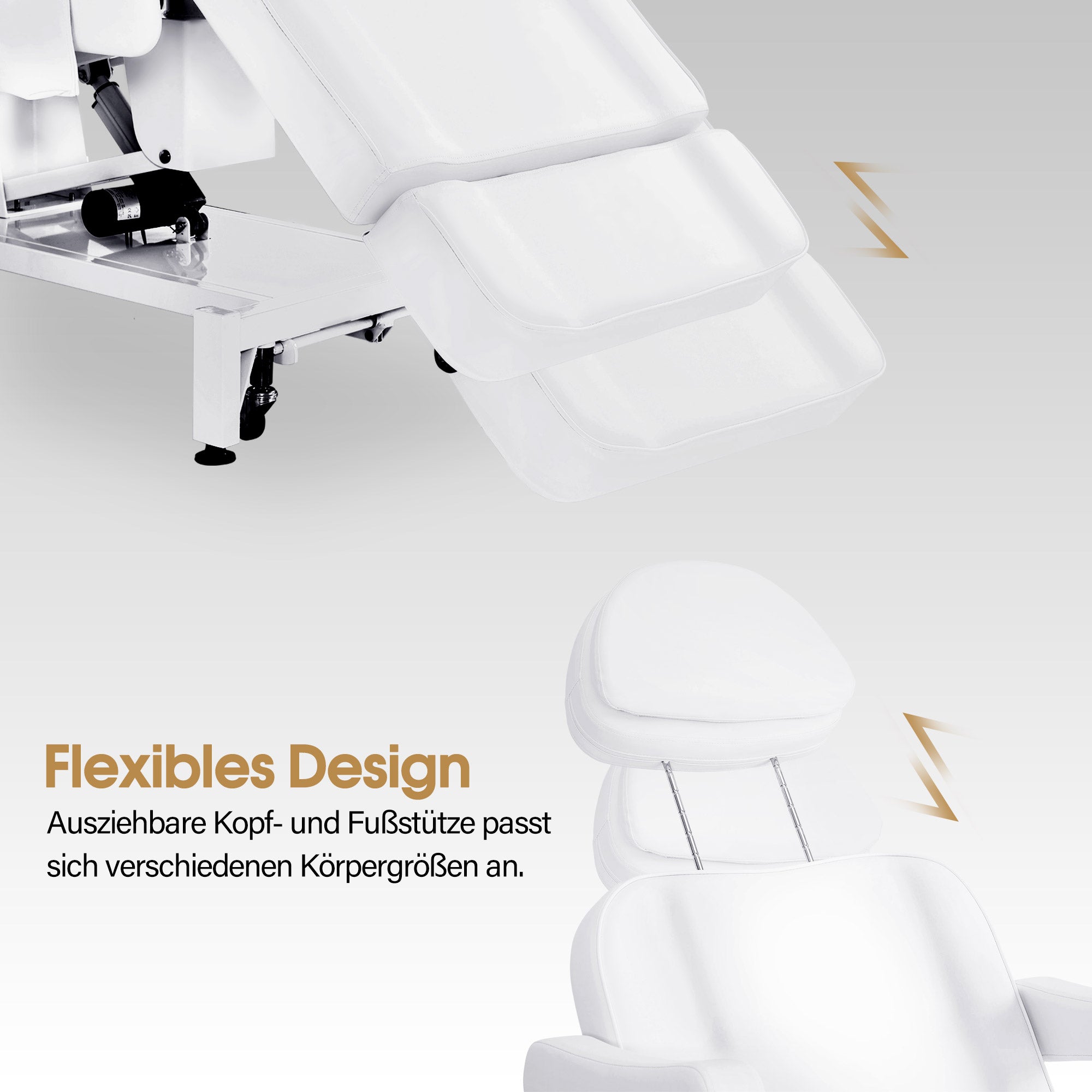 BarberPub Fauteuil Cosmétique Électrique avec 3 Moteurs & Roues, Table de Massage Pliable & Réglable en Hauteur de 16CM, Accoudoirs Rotatifs à 180°, Chaise de Tatouage pour Salon SPA 0754