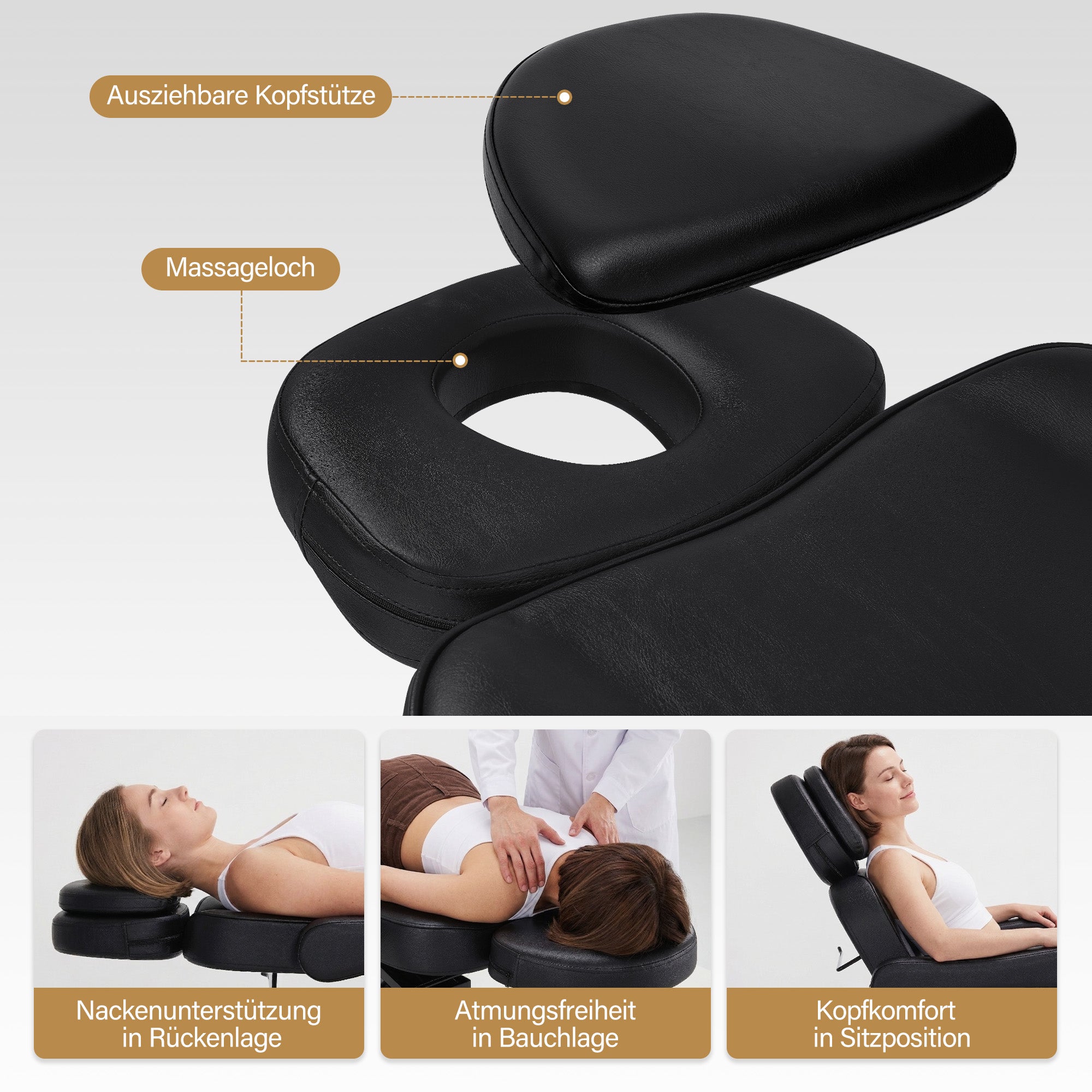 BarberPub Fauteuil Cosmétique Électrique avec 3 Moteurs & Roues, Table de Massage Pliable & Réglable en Hauteur de 16CM, Accoudoirs Rotatifs à 180°, Chaise de Tatouage pour Salon SPA 0754