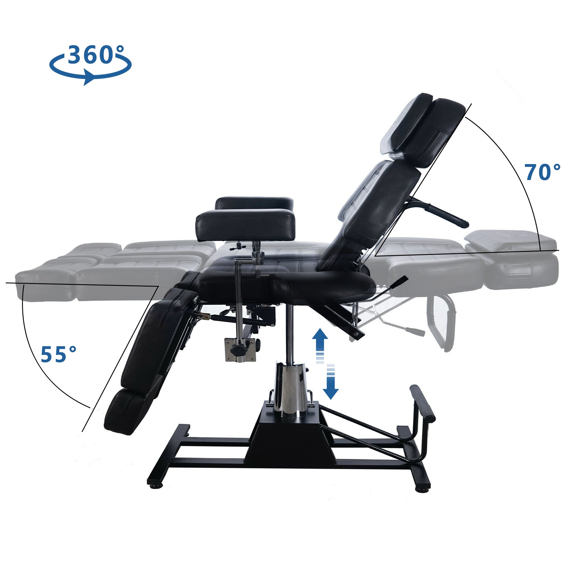 Barberpub Hydraulic Tattoo Bed Massage Bed Cosmetic Bed Therapy Bed 0232