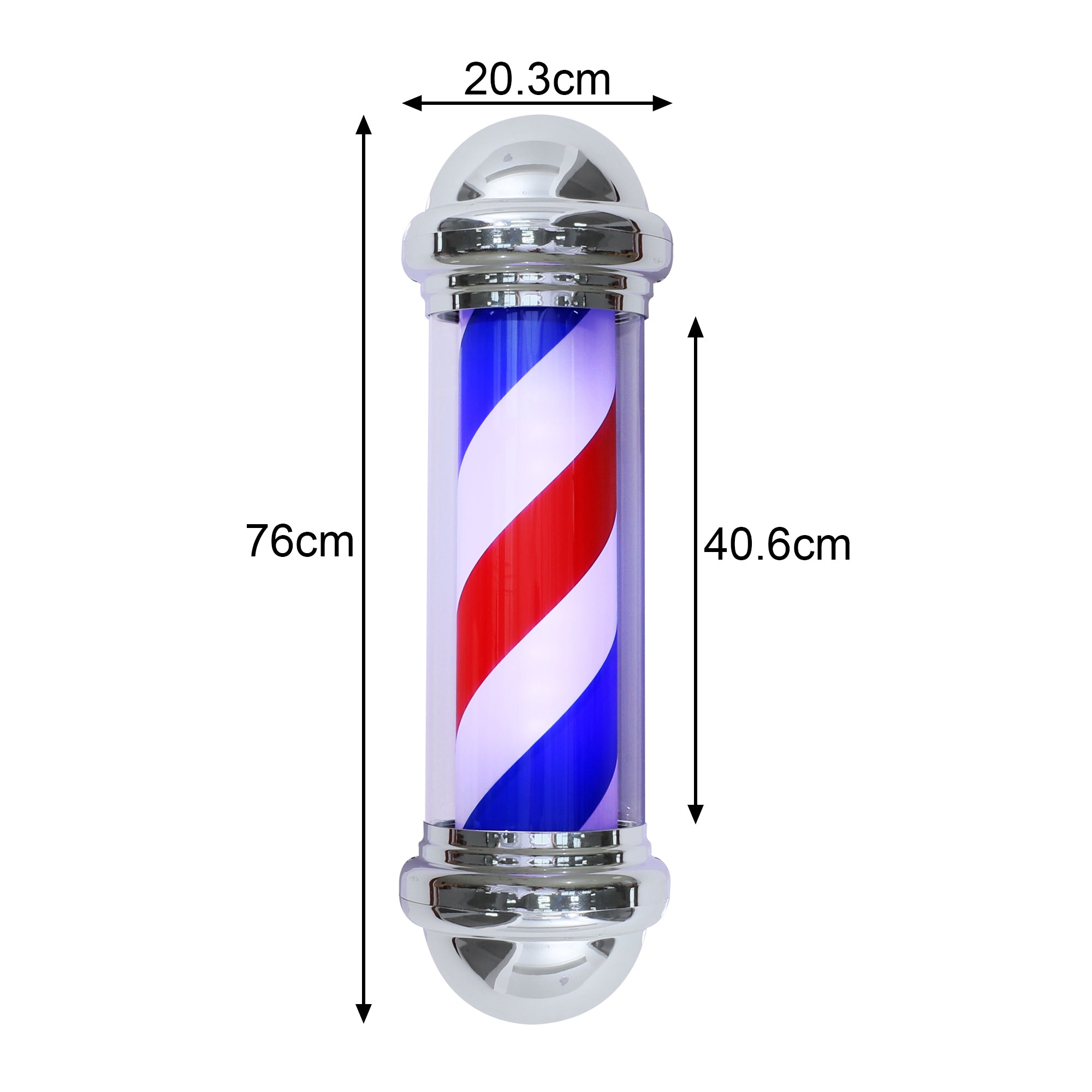 Barberpub barber pole classic white blue red Barber Pole 75cm rotating LED bulb