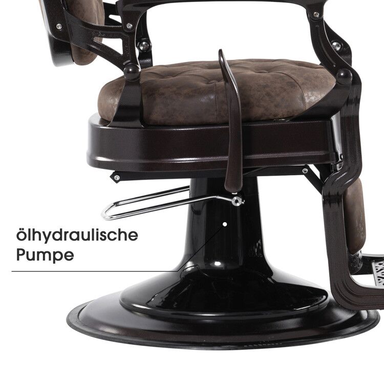 Fauteuil de coiffure Barberpub, style rétro/vintage, marron 3849DR