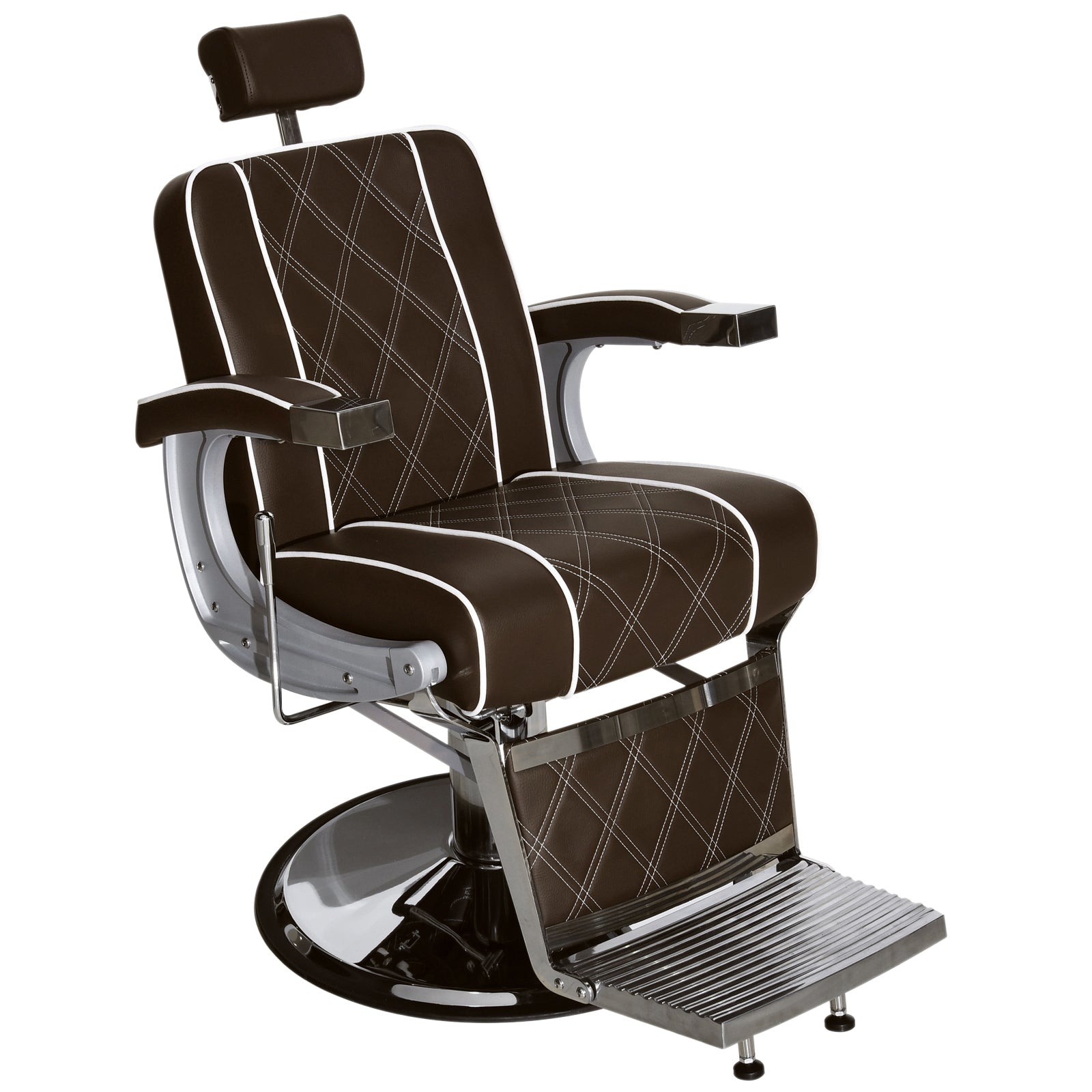 Fauteuil de barbier hydraulique Barberpub 3810BR, fauteuil de barbier au style rétro/vintage, fauteuil opératoire équipement de coiffure salon SPA inclinable à 140°, simili cuir, 51 × 48 × 107 cm