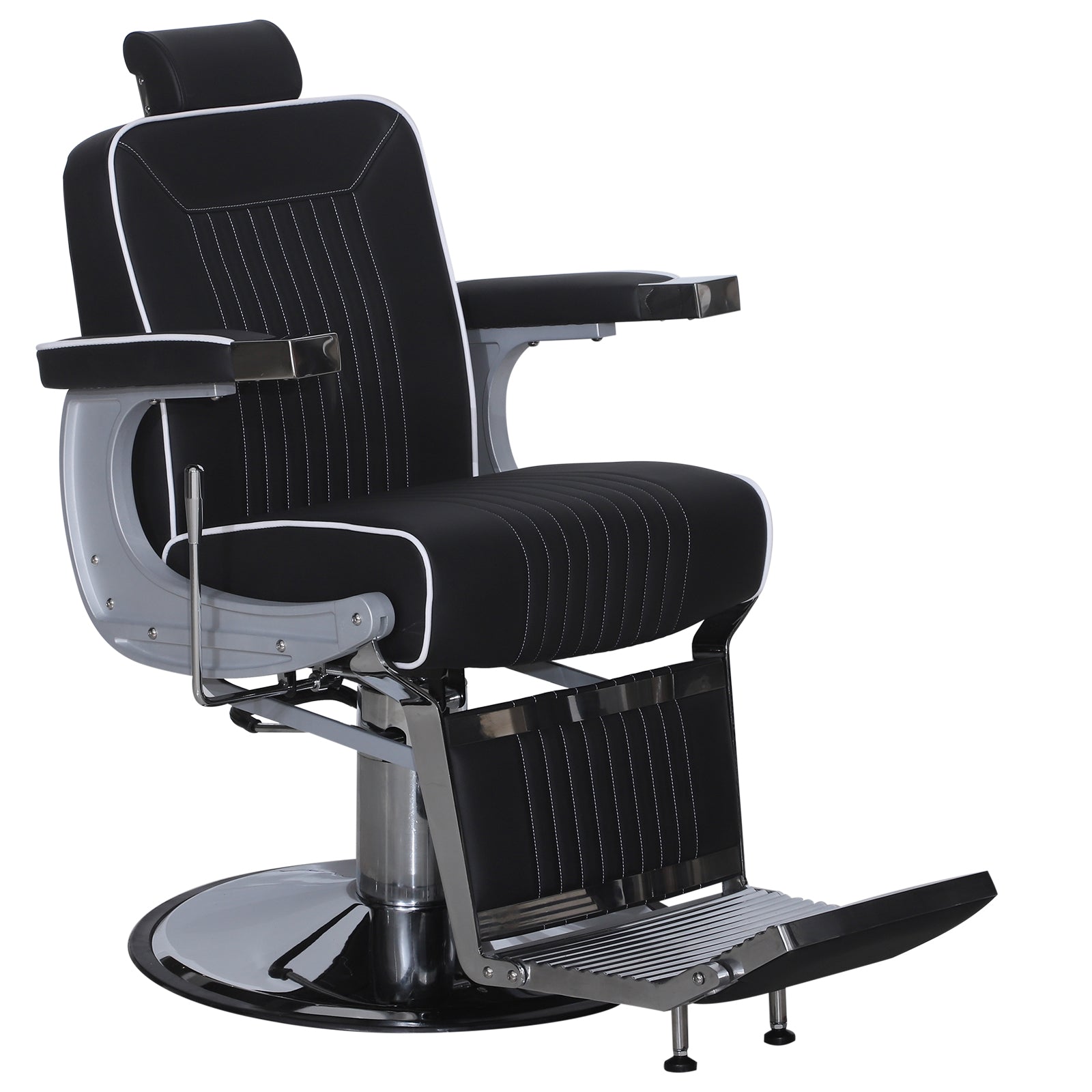 Fauteuil de coiffure Barberpub, équipement de coiffure, fauteuil de coiffure, fauteuil d'opération 3822, Salon SPA, cuir artificiel PVC, inclinable à 140°, réglable en hauteur