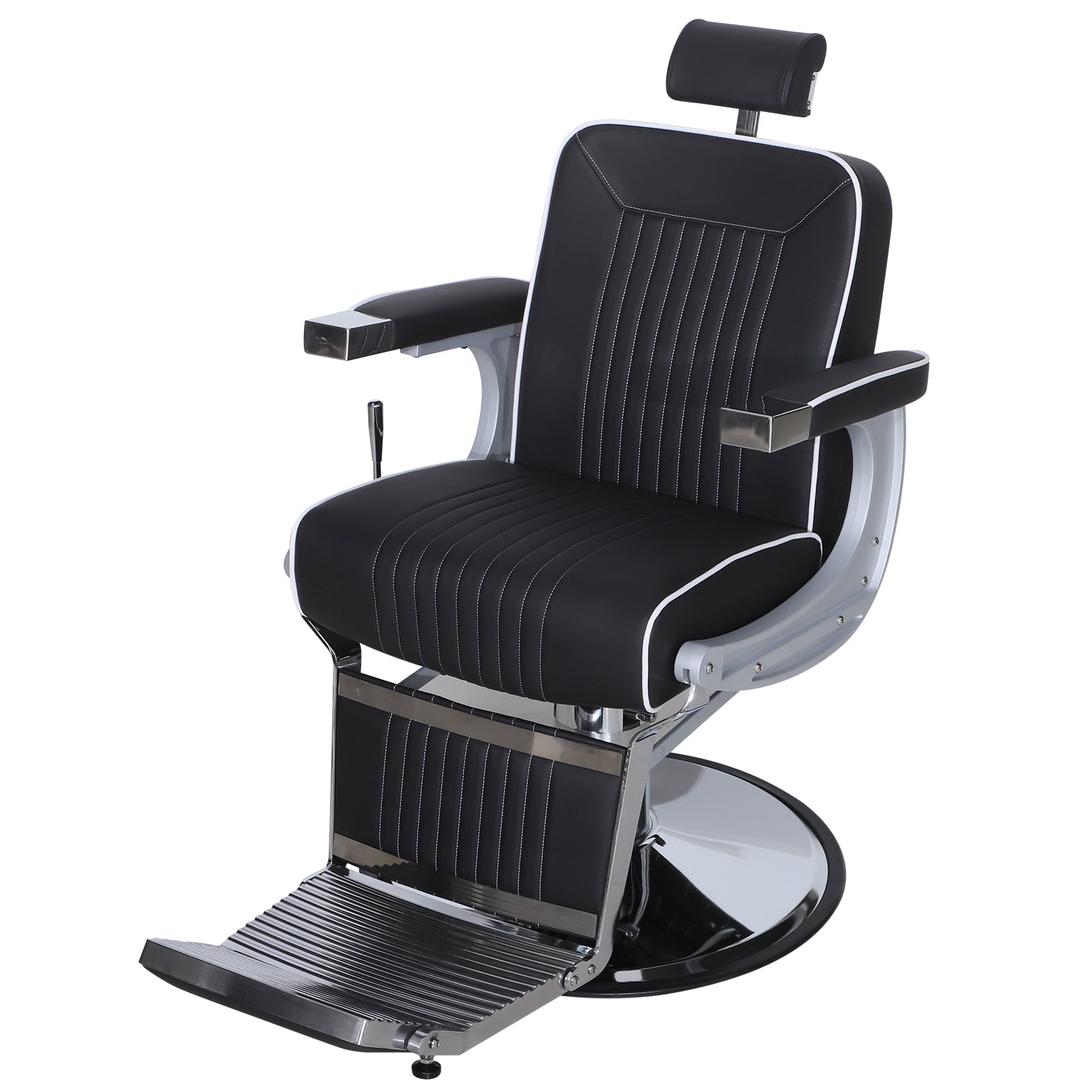 Fauteuil de coiffure Barberpub, équipement de coiffure, fauteuil de coiffure, fauteuil d'opération 3822, Salon SPA, cuir artificiel PVC, inclinable à 140°, réglable en hauteur