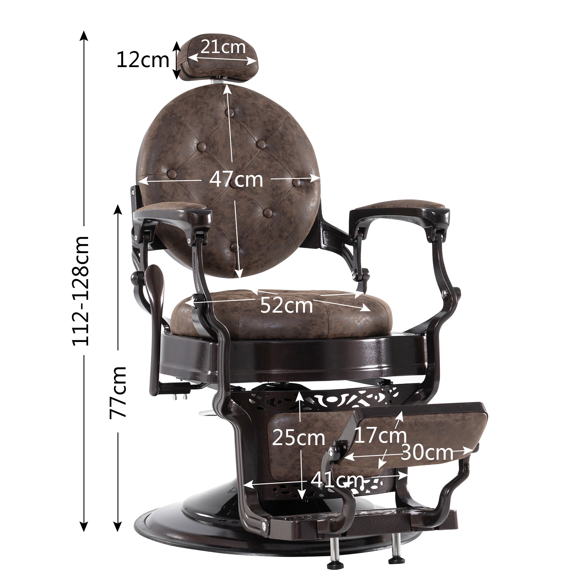 Fauteuil de coiffure Barberpub, style rétro/vintage, marron 3849DR