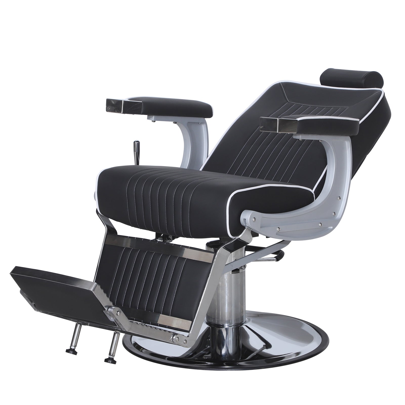 Fauteuil de coiffure Barberpub, équipement de coiffure, fauteuil de coiffure, fauteuil d'opération 3822, Salon SPA, cuir artificiel PVC, inclinable à 140°, réglable en hauteur
