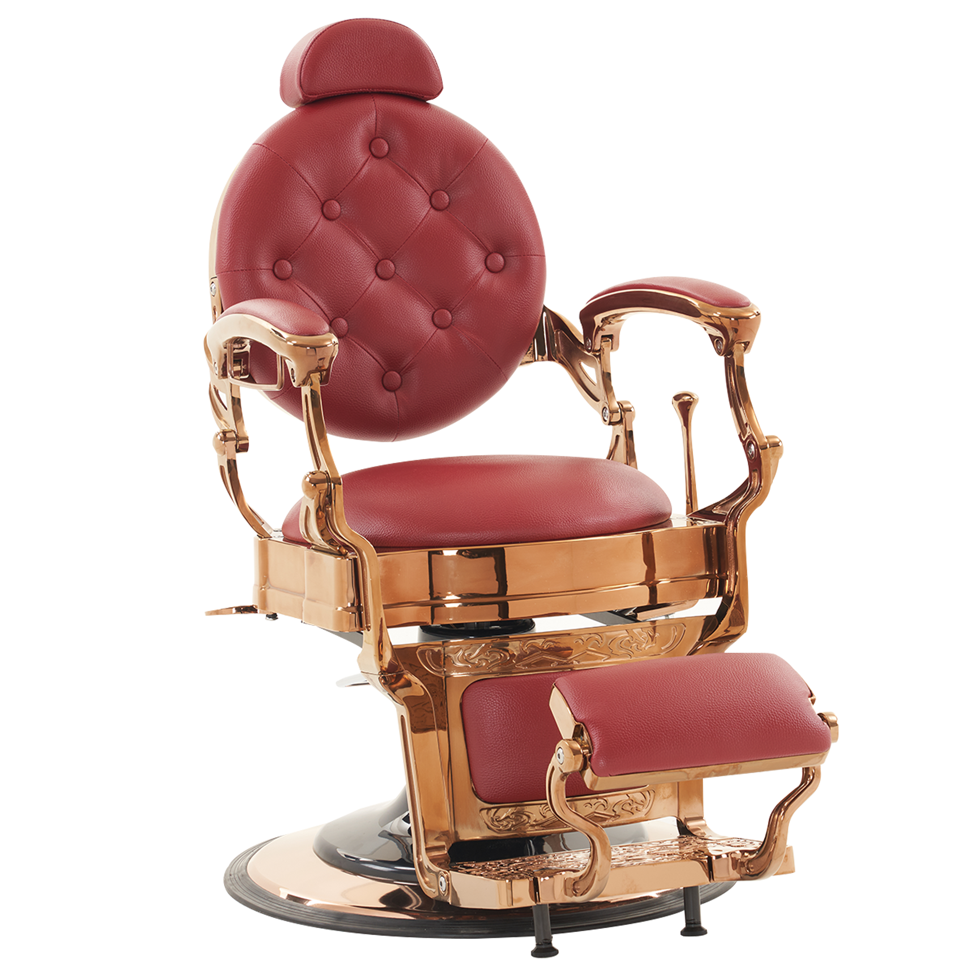 Barberpub hairdressing chair hydraulic hairdressing chair 2933, with retro/vintage style, 360° rotatable, imitation leather, gold frame/rose gold frame, 113 × 68 × 109 cm