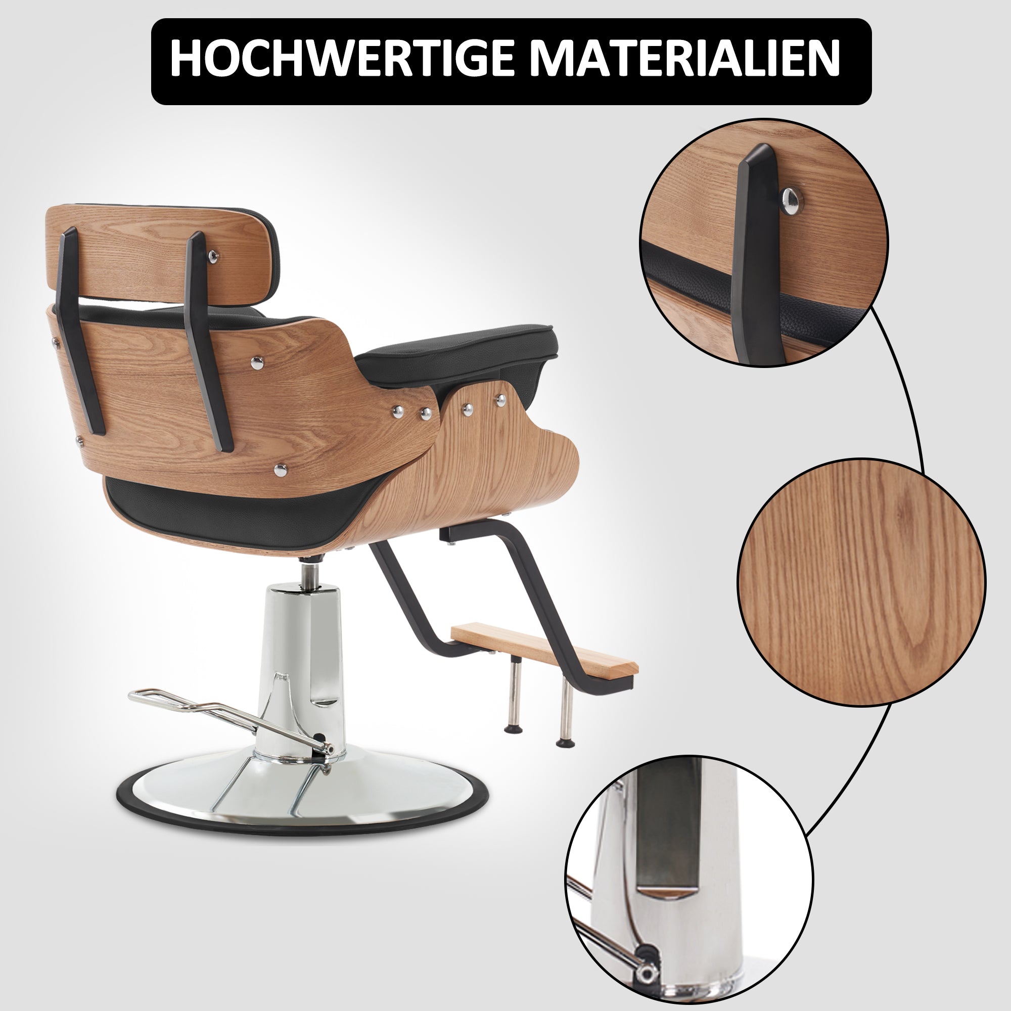 Fauteuil de coiffure Barberpub avec appui-tête, fauteuil de coiffure réglable en hauteur pour hommes et femmes, équipement de coiffure chaise d'opération à domicile vintage rétro, simili cuir, 8261