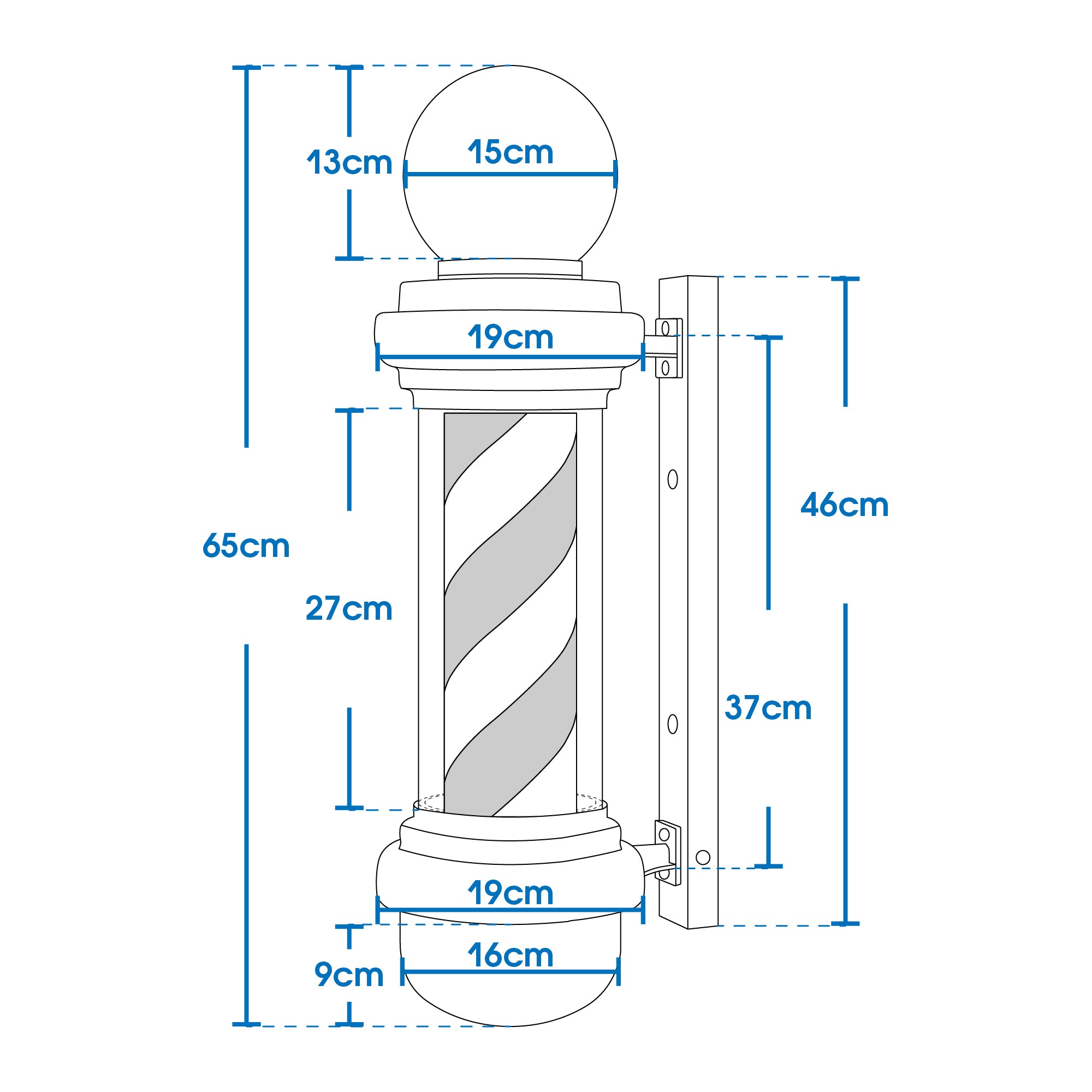 Barberpub Barber Pole with LED ball light Salon equipment rotatable Barbershop column L018B