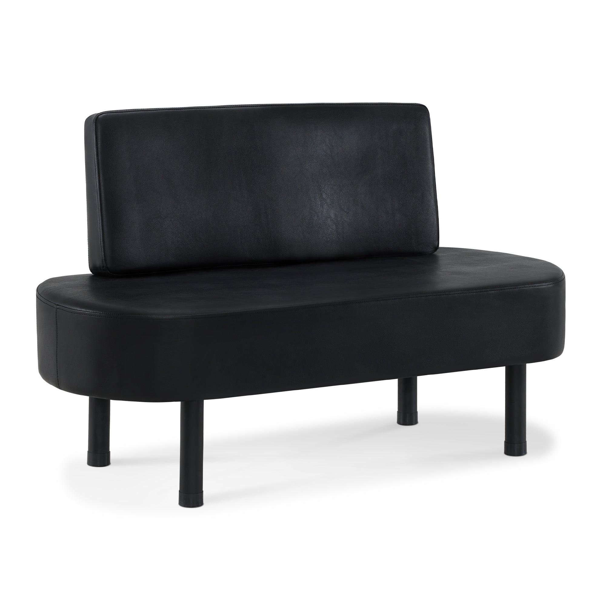 BarberPub 3-seater bench with backrest, 130 cm waiting bench for hair salon, upholstered bench with backrest, hallway bench black, living room bench, shoe bench W517 (black/faux leather)