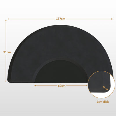 BarberPub Tappetino antifatica per parrucchieri, tappetino da pavimento ergonomico per parrucchieri, per barbershop e saloni, accessorio per parrucchieri a semicerchio, spessore 2 CM, M122 (Nero)
