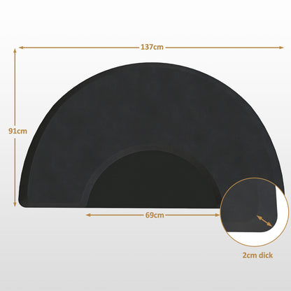 BarberPub Anti-Fatigue Mat for Hairdressers, Ergonomic Floor Mat Hairdressing Mat for Barbershop Salon, Hairdressing Supplies Semicircle 2 CM Thick, M122 (Black) 