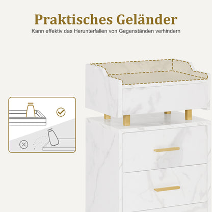 BarberPub Serving Cart with Wheels &amp; 4 Drawers, White Hairdressing Trolley, Salon Trolley with Storage, Modern Work Cart for Bathroom or Living Room, 30 x 40 x 86.5 cm, 0062