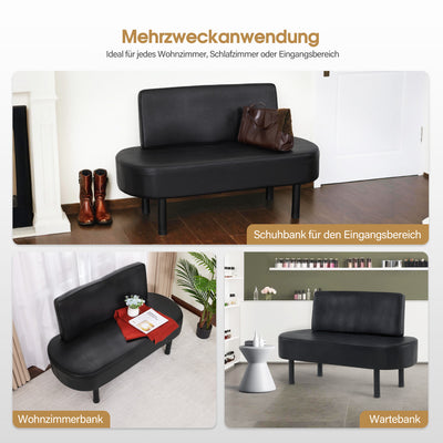 BarberPub panca a 3 posti con schienale, 130 cm, panca d’attesa per parrucchiere, panca imbottita con schienale, panca nera per ingresso, panca da soggiorno, panca portascarpe W517 (nera/ecopelle)