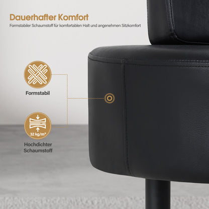 Banc BarberPub 3 places avec dossier, banc d'attente 130 cm pour salon de coiffure, banc rembourré avec dossier, banc de couloir noir, banc de salon, banc à chaussures L517 (noir/simili cuir)