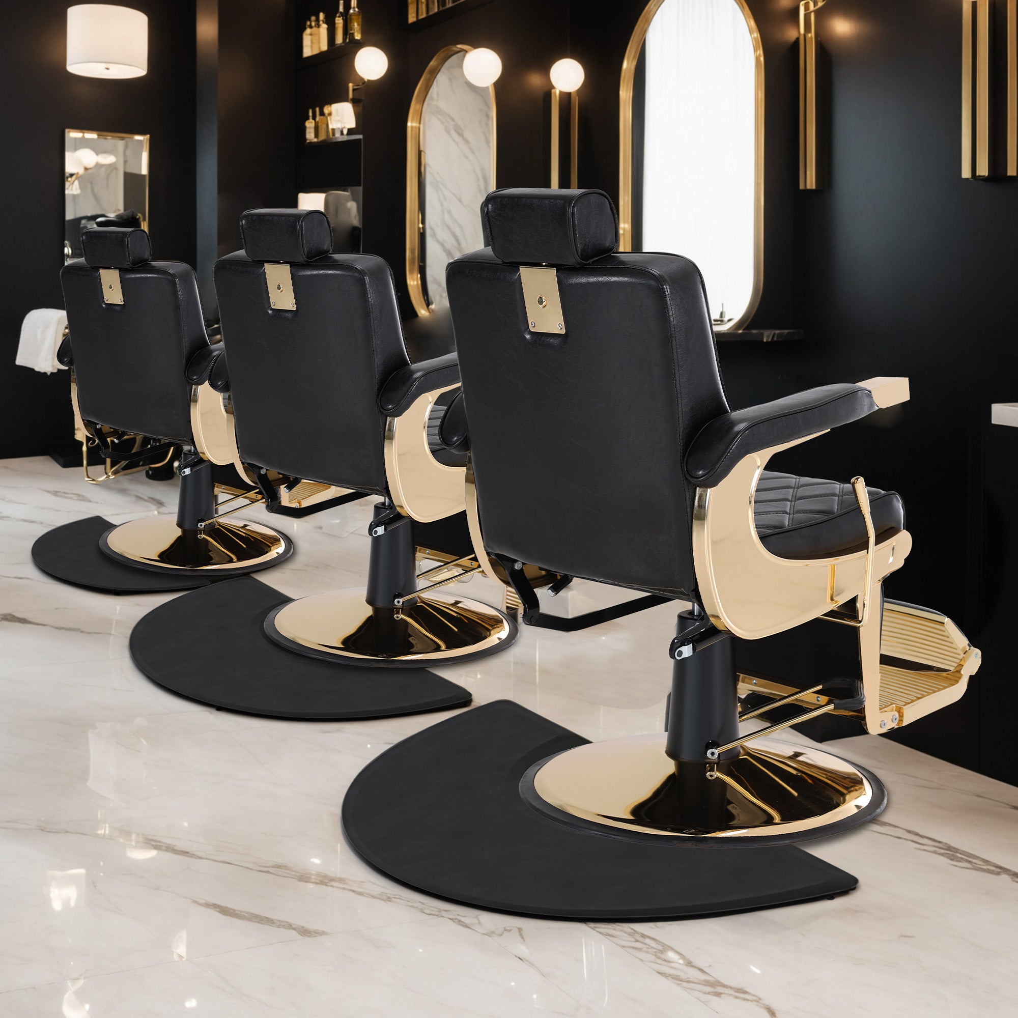 BarberPub Anti-Fatigue Mat for Hairdressers, Ergonomic Floor Mat Hairdressing Mat for Barbershop Salon, Hairdressing Supplies Semicircle 2 CM Thick, M122 (Black) 