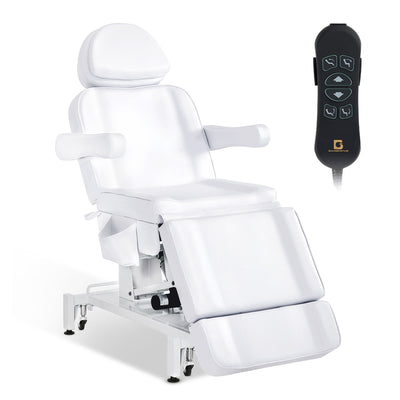 Lettino cosmetico elettrico BarberPub con 3 motori e rotelle, lettino da massaggio pieghevole e regolabile in altezza di 16 cm, braccioli girevoli a 180°, lettino per tatuaggi per centro benessere e salone 0754