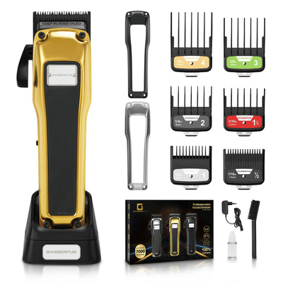 Tagliacapelli professionale BarberPub, tagliacapelli da uomo con 6 lame, 2 coprilama e base di ricarica, regolatore del tagliacapelli da 0,5-2,0 mm, regolabarba elettrico per saloni di parrucchieri, HC176
