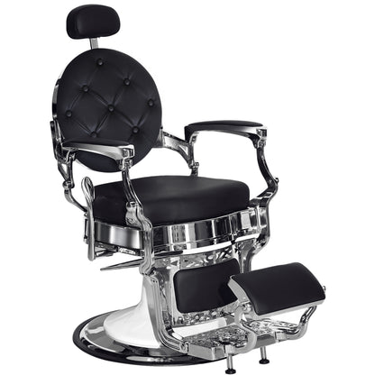 Barberpub hairdressing chair hydraulic hairdressing chair 3866/3860, with retro/vintage style, 360° rotatable, imitation leather, silver frame, 112 × 68 × 110 cm 
