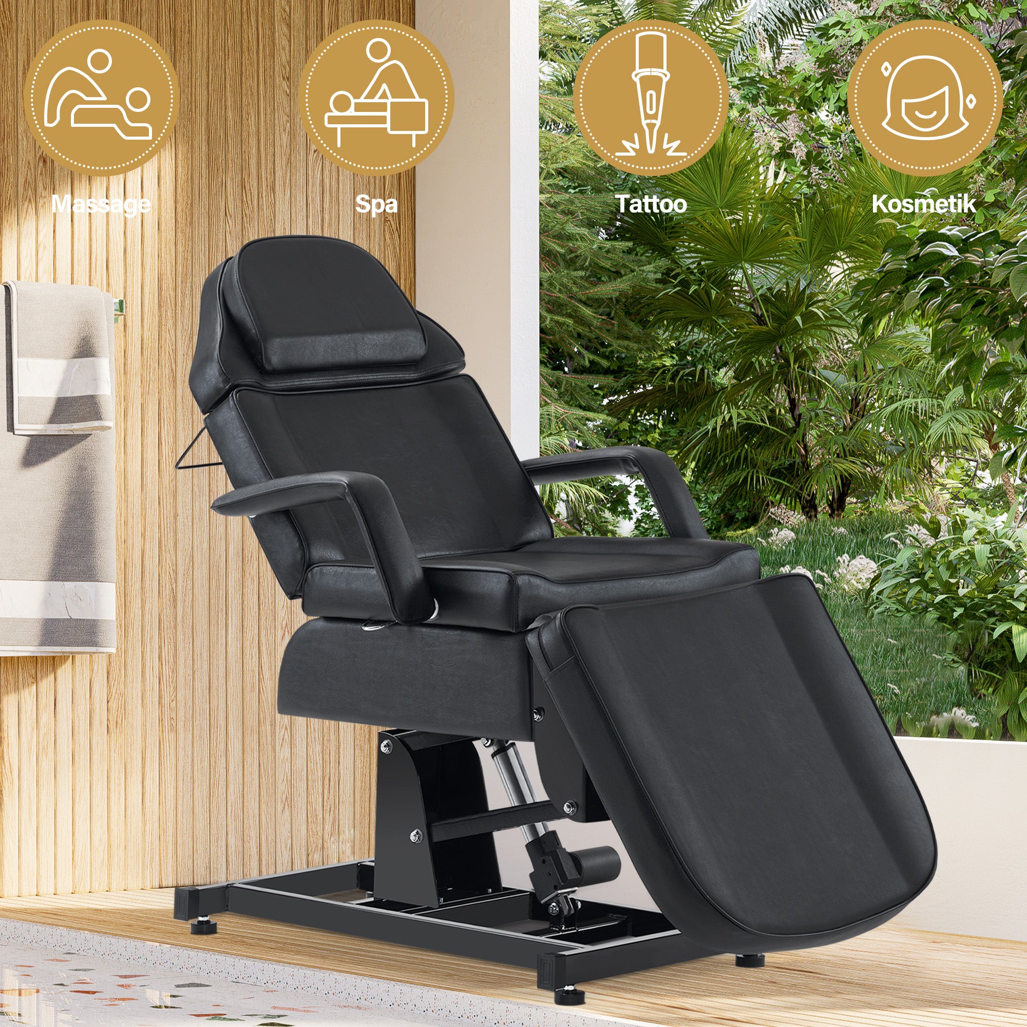 Barberpub Kosmetikliege Elektrisch, Massageliege Klappbar & Höhenverstellbar, Tattoo Liege mit 3 Motoren, Massagetisch für SPA Salon 0751