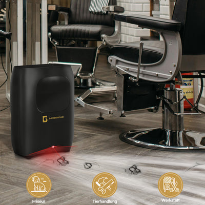 BarberPub aspiratore elettrico per capelli con sensore automatico, grande capacità da 7 L, elevata potenza di aspirazione, aspirapolvere e paletta automatica per parrucchieri, con bocchetta manuale, 700 W, S202BK (nero)