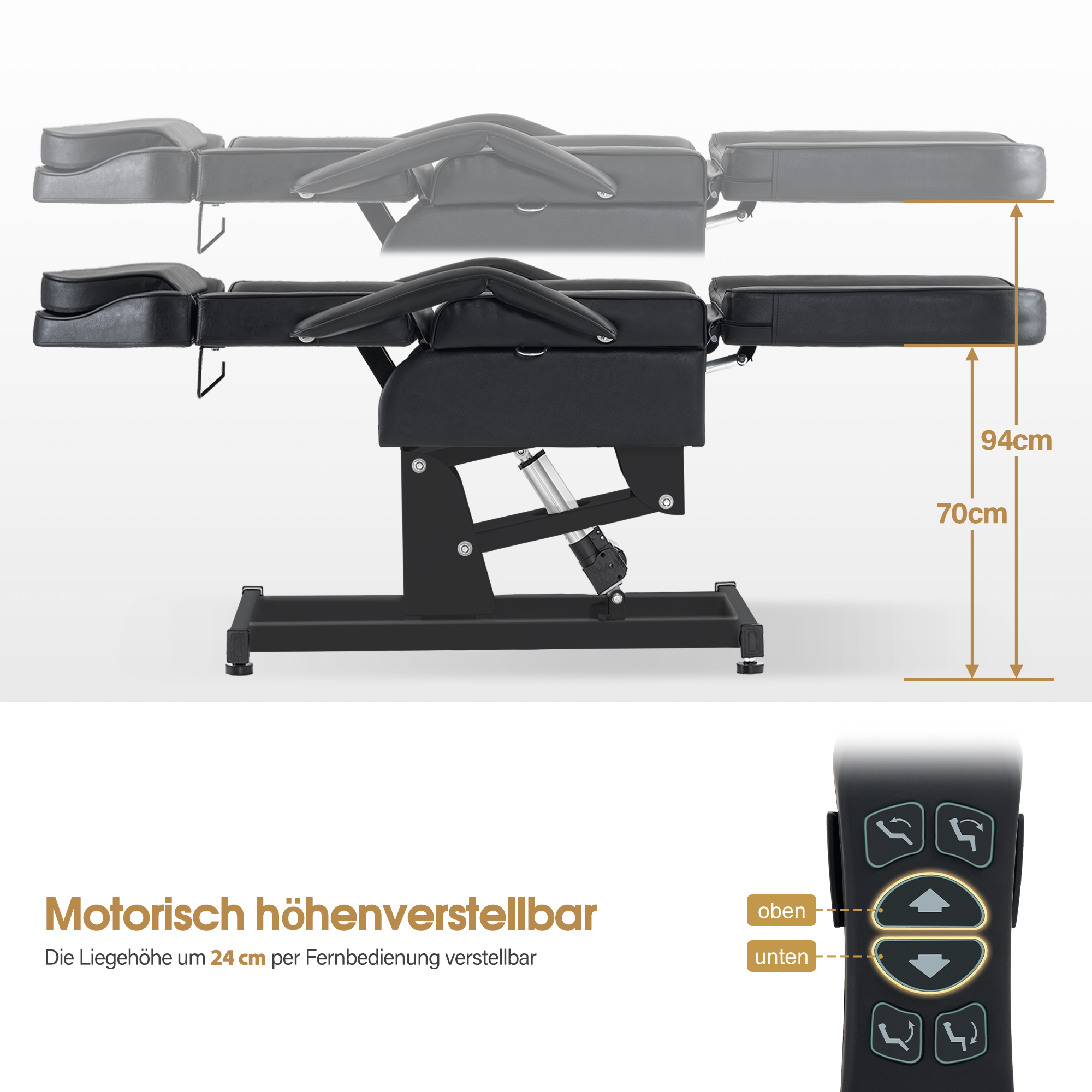 Table de massage électrique pour salon de coiffure, pliable et réglable en hauteur, avec 3 moteurs, pour salon de beauté 0751 