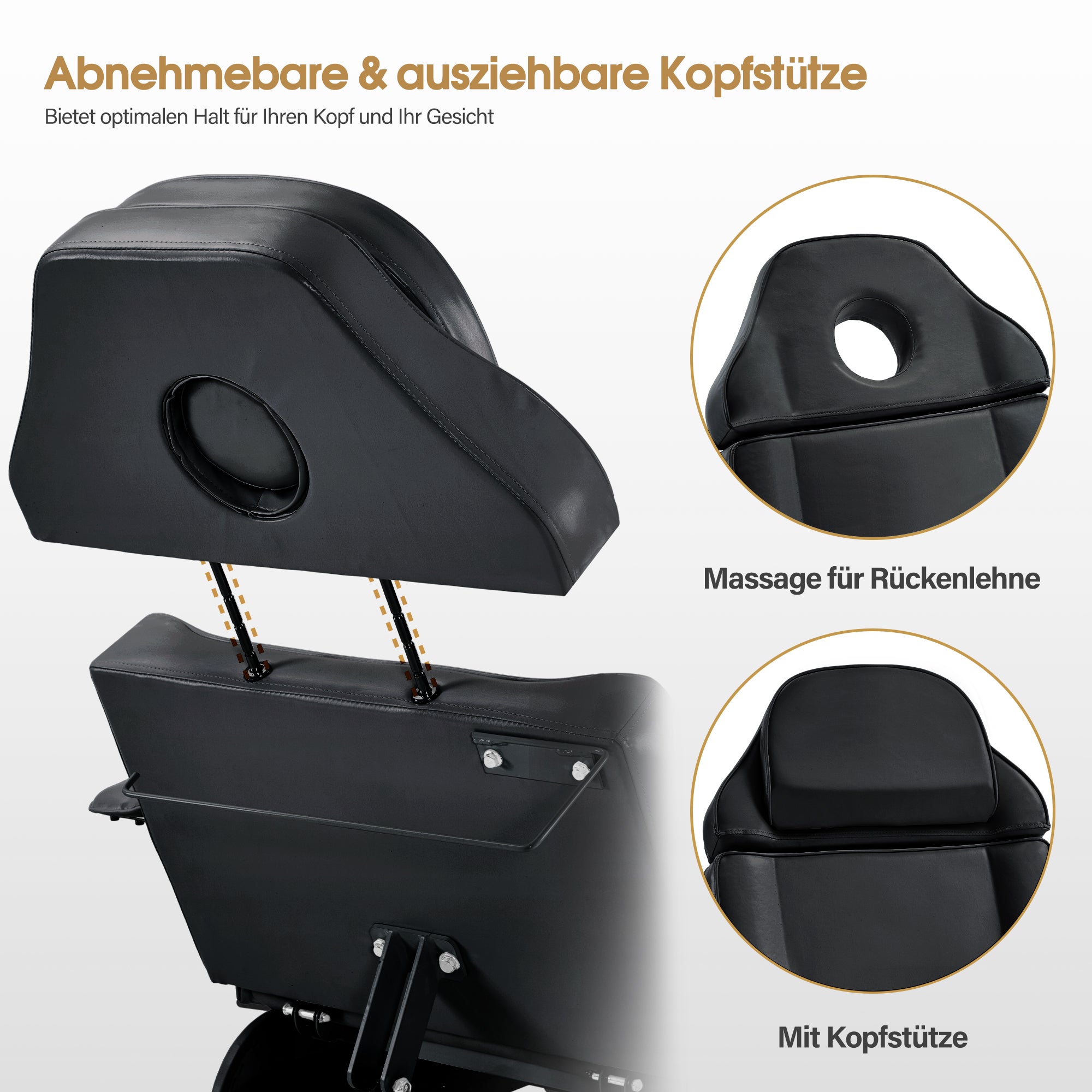 Table de massage électrique pour salon de coiffure, pliable et réglable en hauteur, avec 3 moteurs, pour salon de beauté 0751 